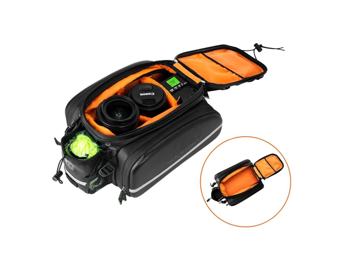 Bolsa para bicicleta Rockbros A6-6 para maletero, 35 l, con bolsillos desplegables - negra