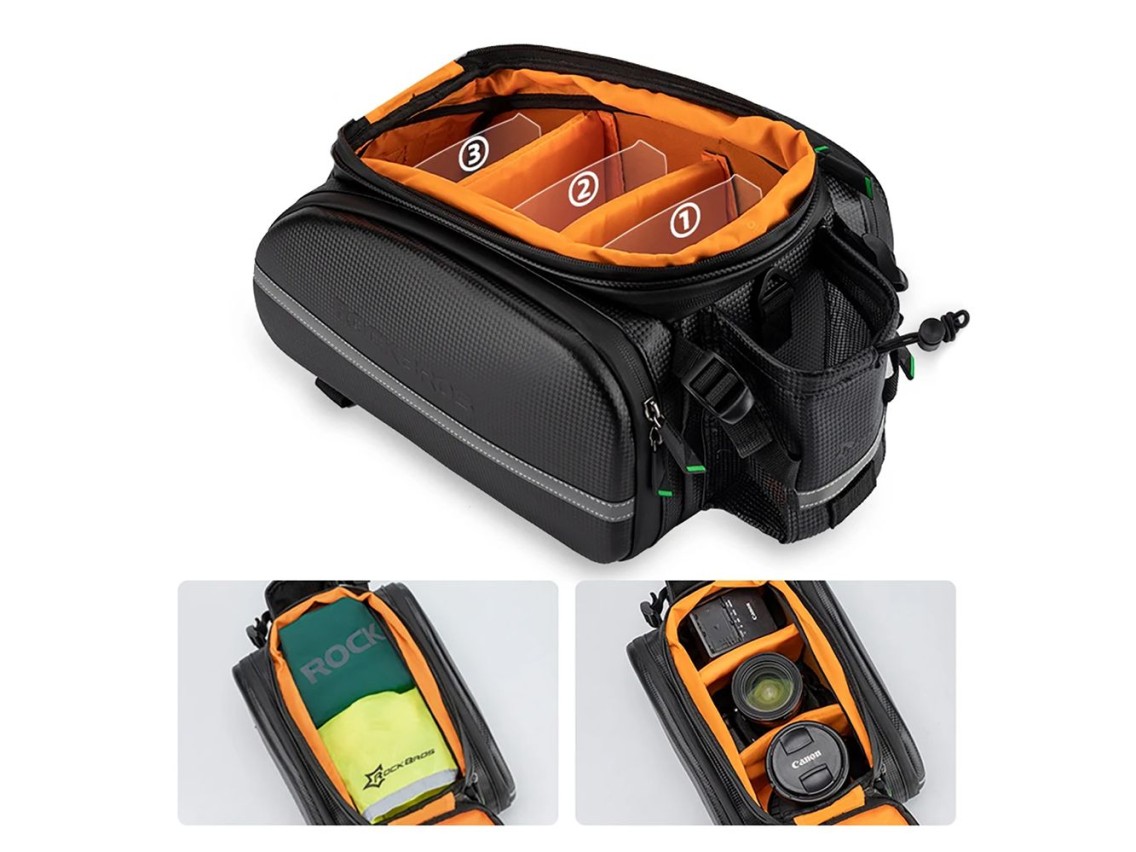 Bolsa para bicicleta Rockbros A6-6 para maletero, 35 l, con bolsillos desplegables - negra