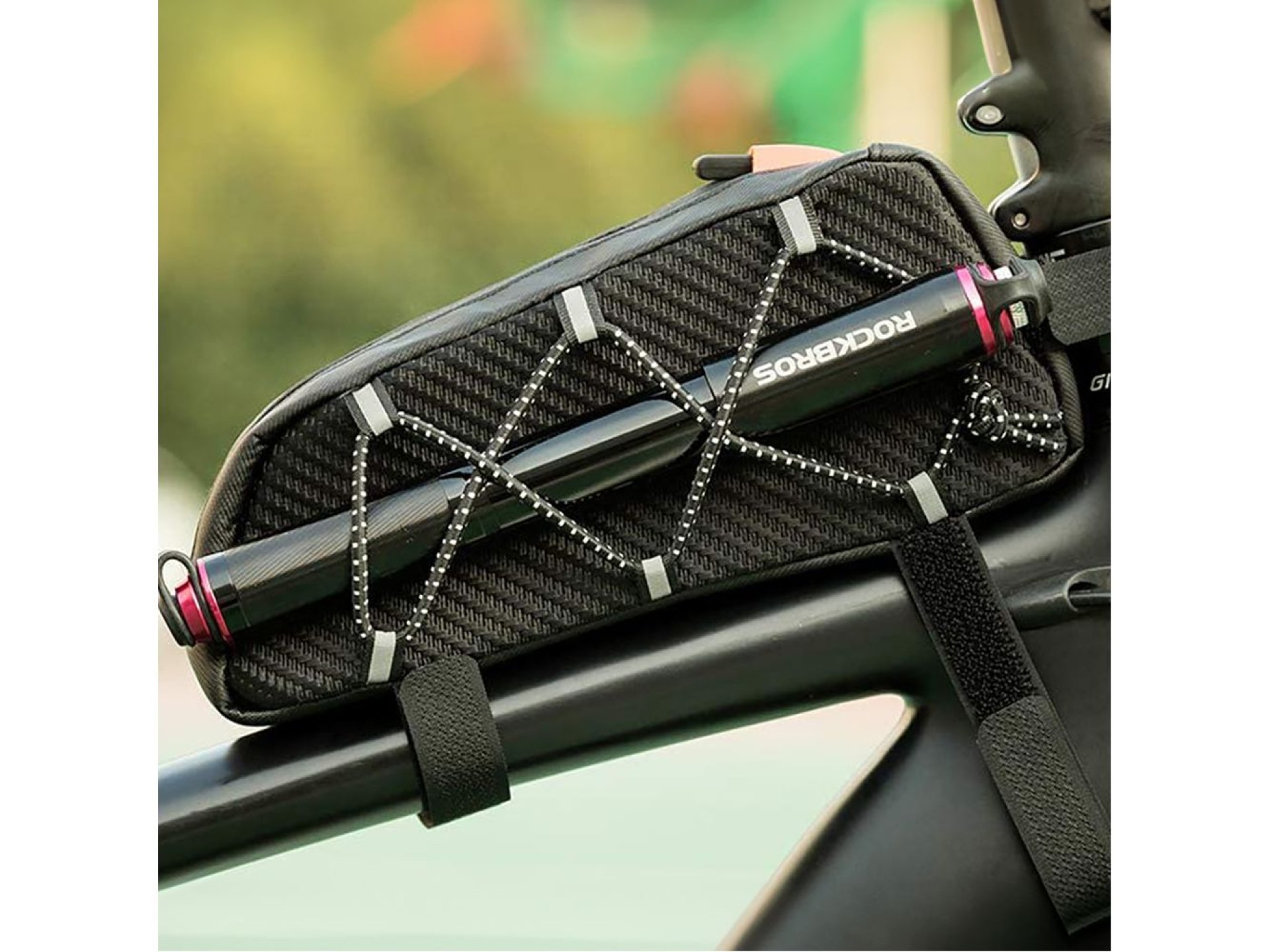 Bolsa de quadro de bicicleta trançada Rockbros 039BK 1L - Preta