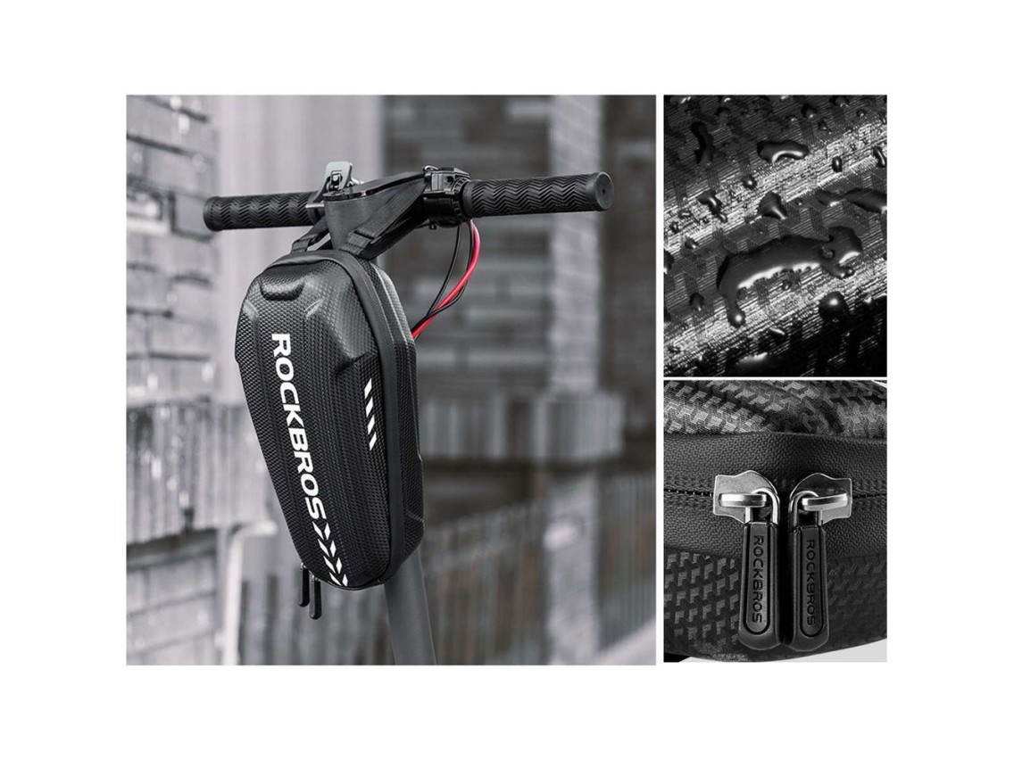 Bolsa para bicicleta Rockbros B62 para guidão ou quadro, 2 litros - Preta