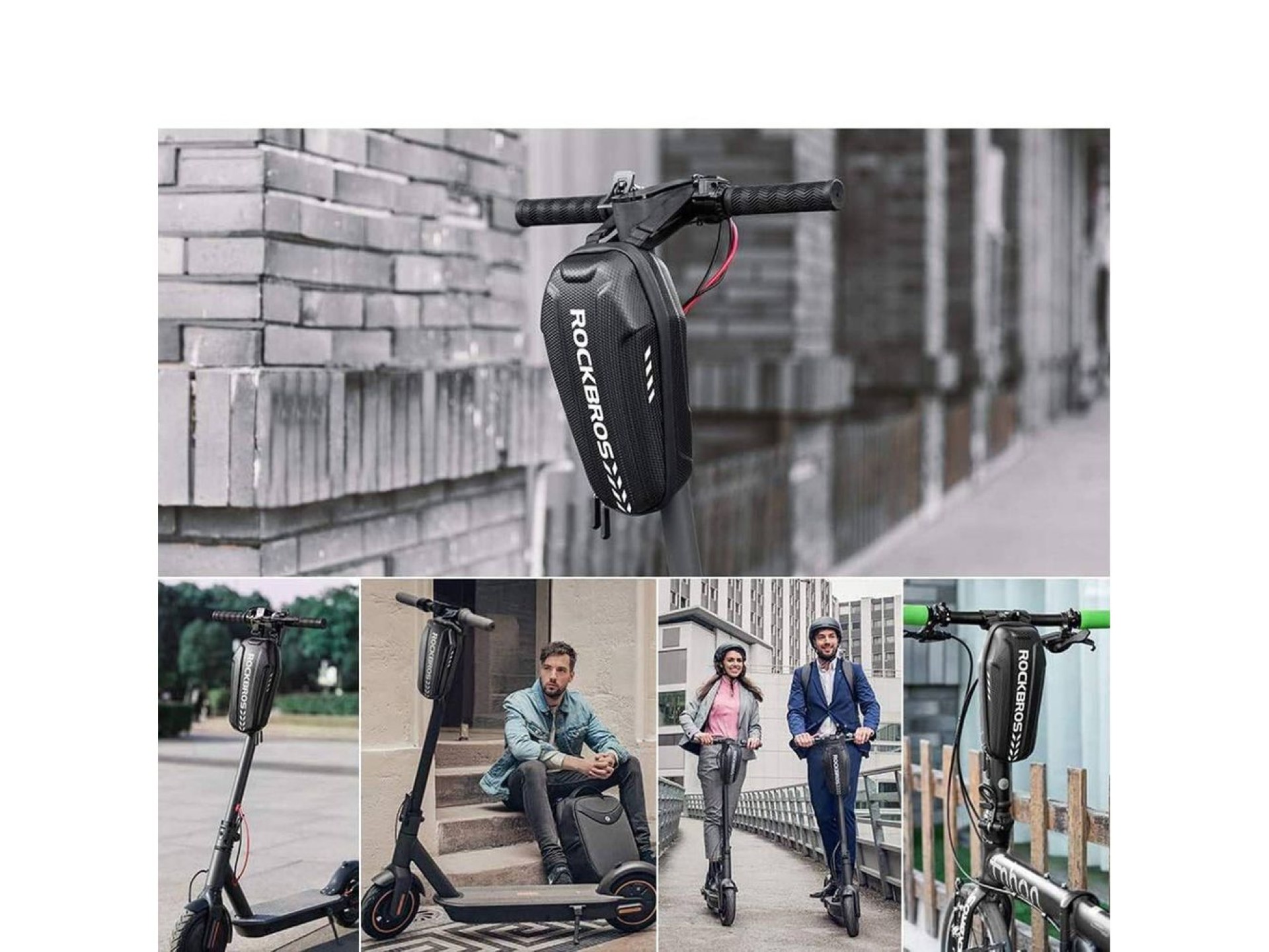 Bolsa para bicicleta Rockbros B62-1 para manillar o cuadro, 3L - Negra