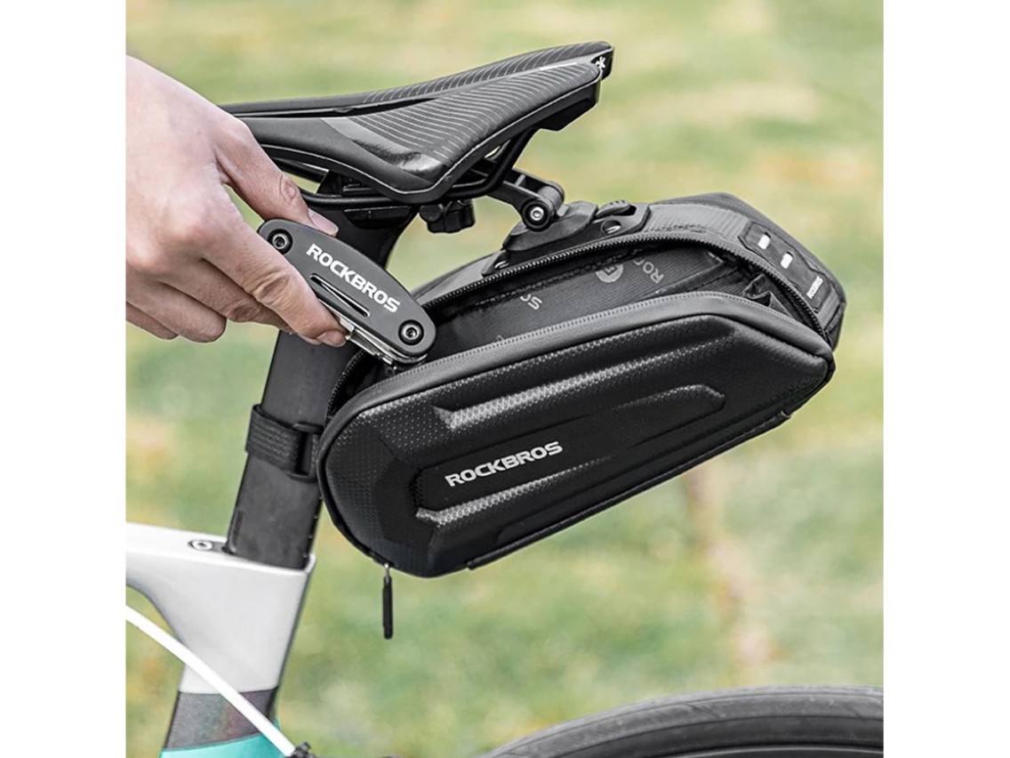 Rockbros B69 bicycle saddle bag 1.8l with easy release system - black