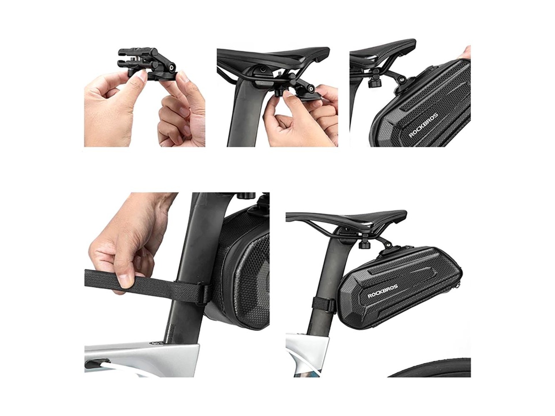 Rockbros B69 bicycle saddle bag 1.8l with easy release system - black