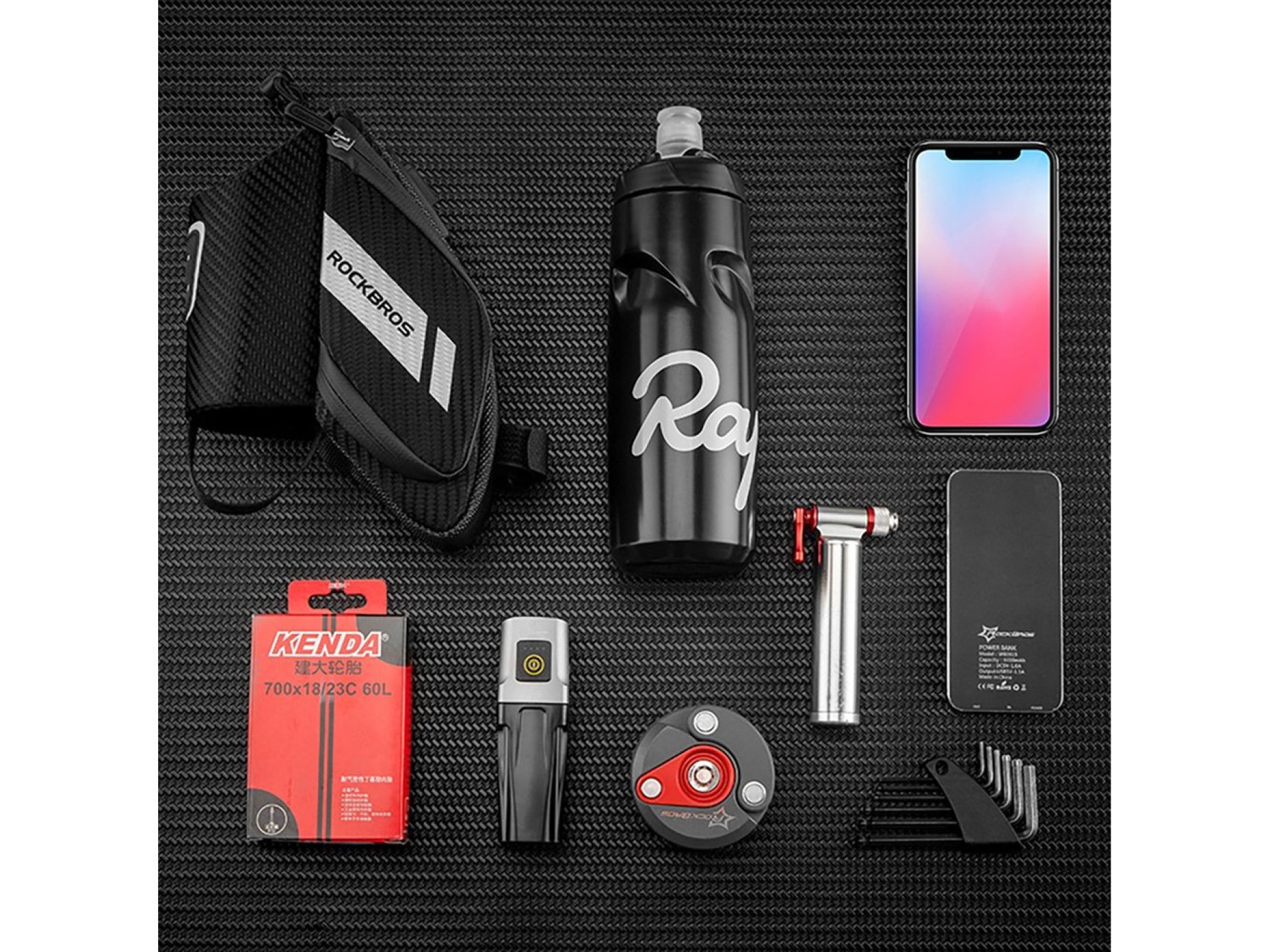 Bolsa de selim Rockbros C32BK de 1,5 l com bolso para garrafa de água - preta