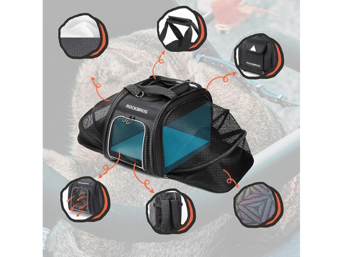 Bolsa de transporte para bicicleta Rockbros 30140028001 para cães e gatos - preta