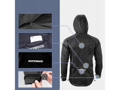 Chaqueta impermeable Rockbros YPY013BK3XL transpirable y cortavientos XXXL - Negra Chaqueta impermeable Rockbros YPY013BK3XL transpirable y cortavientos XXXL - Negra