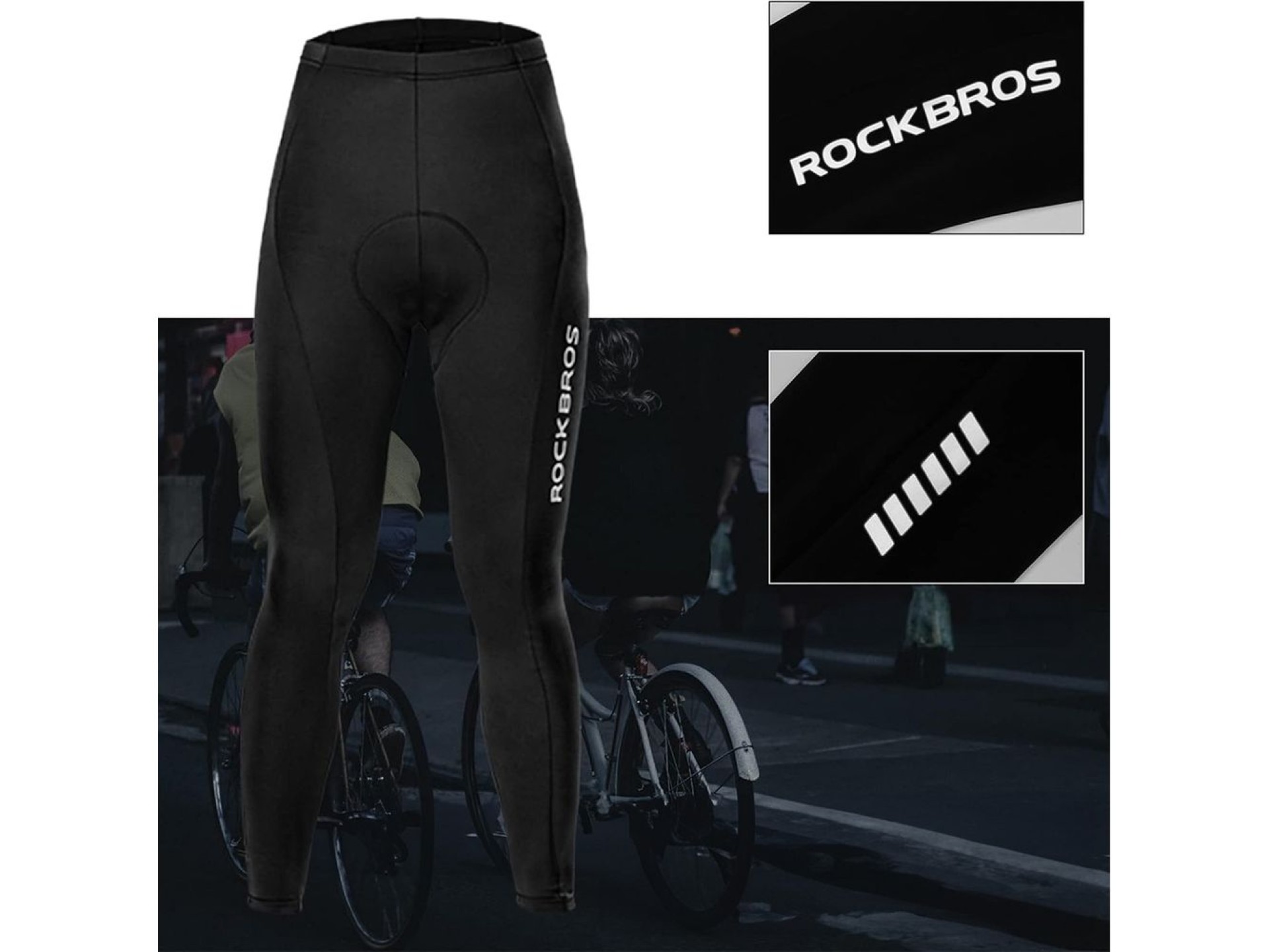 Pantalones de ciclismo transpirables Rockbros RK20044XL con badana XXXXL - Negro