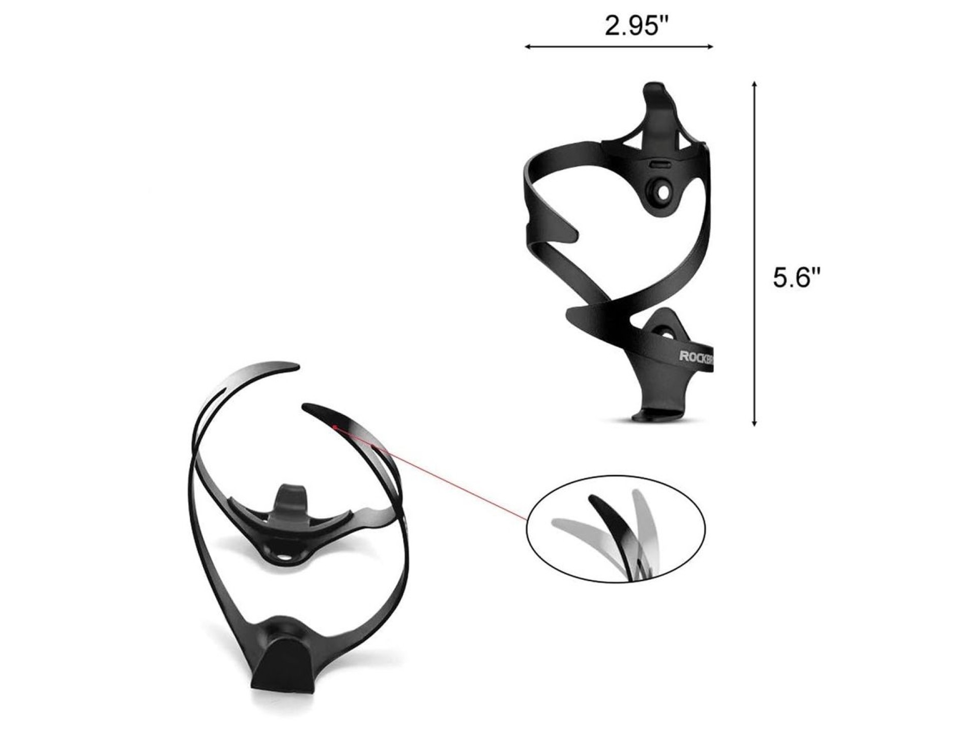 Suporte para garrafa de bicicleta Rockbros 2017-11ABK em alumínio - Preto