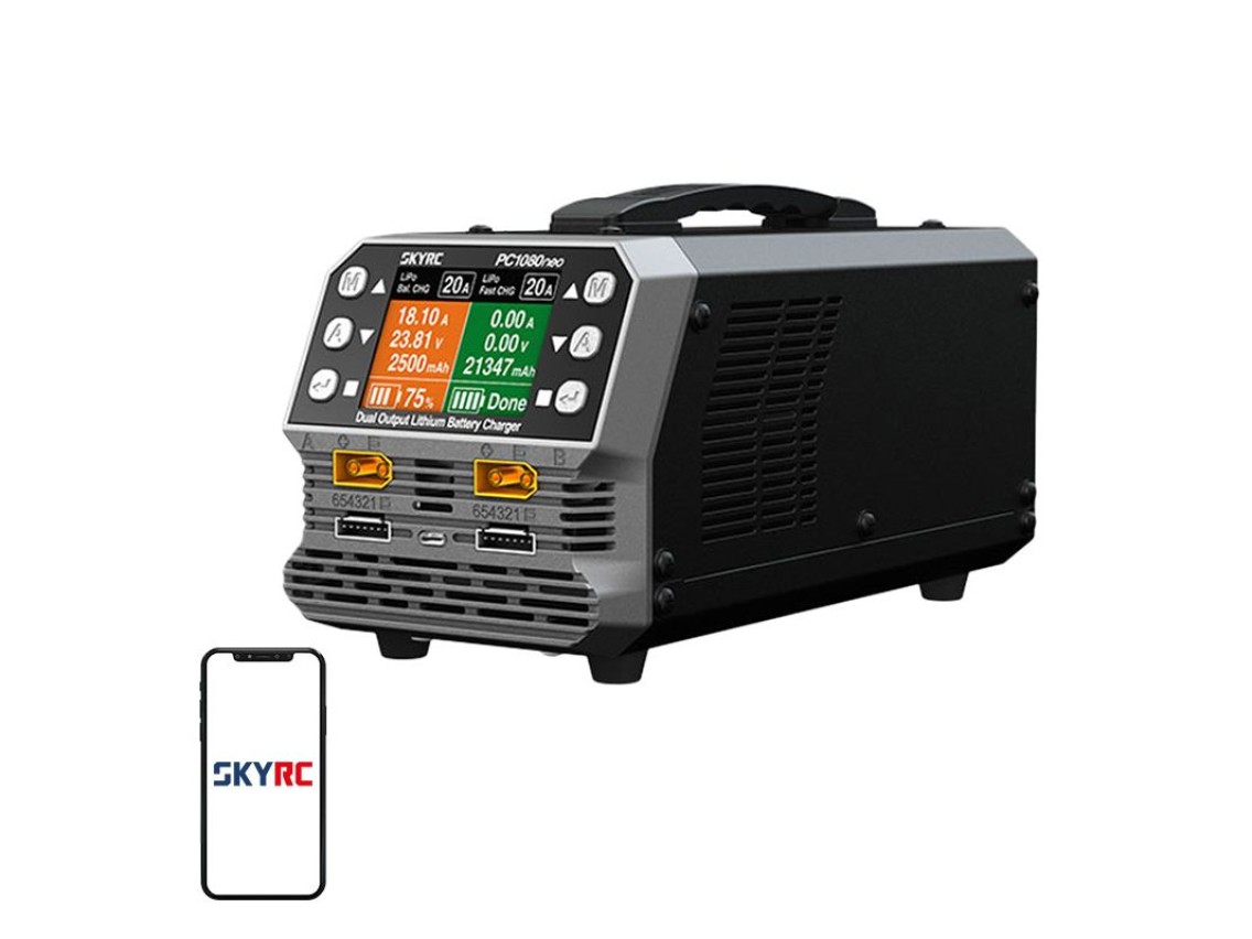 Carregador de bateria de l�tio de dois canais SkyRC PC1080neo