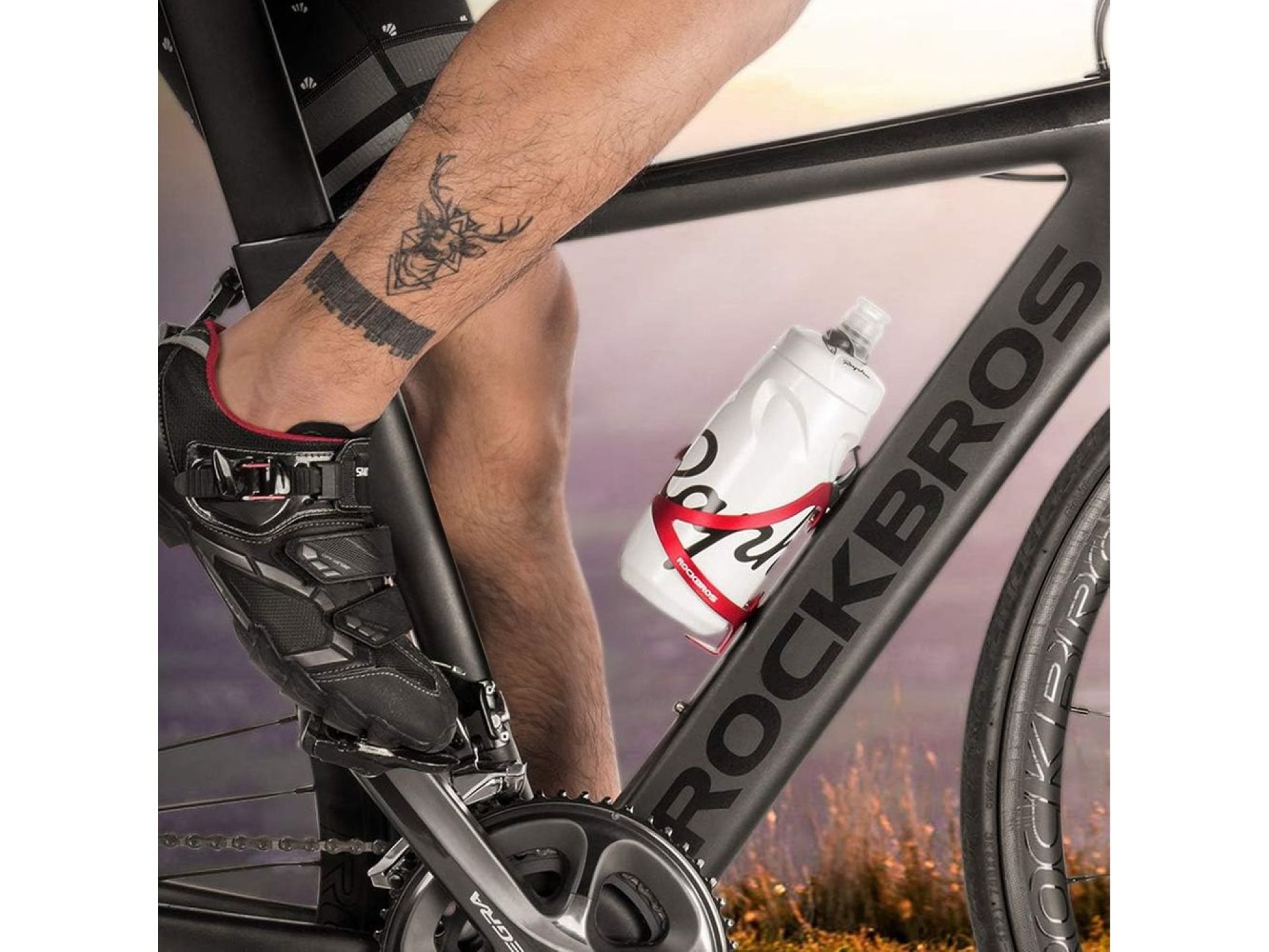 Suporte para garrafa de bicicleta Rockbros 2017-11ARD em alumínio - Vermelho