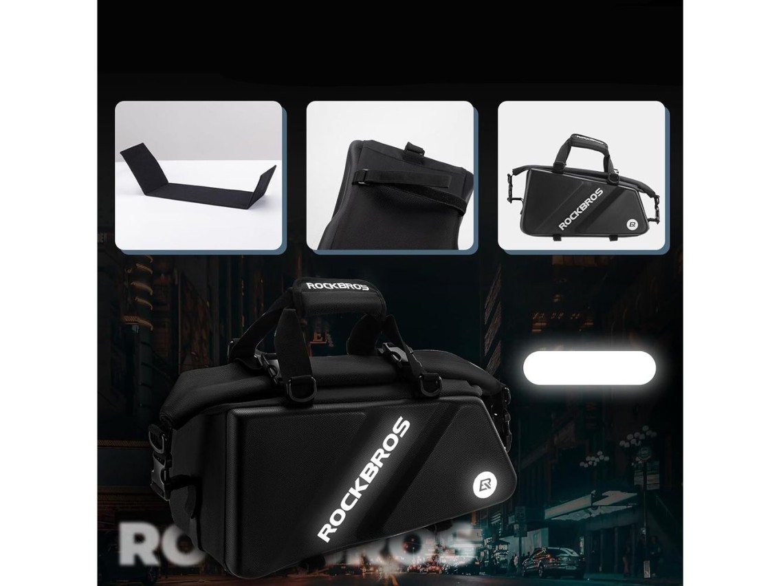 Bolsa para bicicleta Rockbros 30140090001 para porta-malas, 11,6 litros - preta
