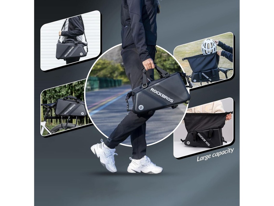 Bolsa para bicicleta Rockbros 30140090001 para porta-malas, 11,6 litros - preta