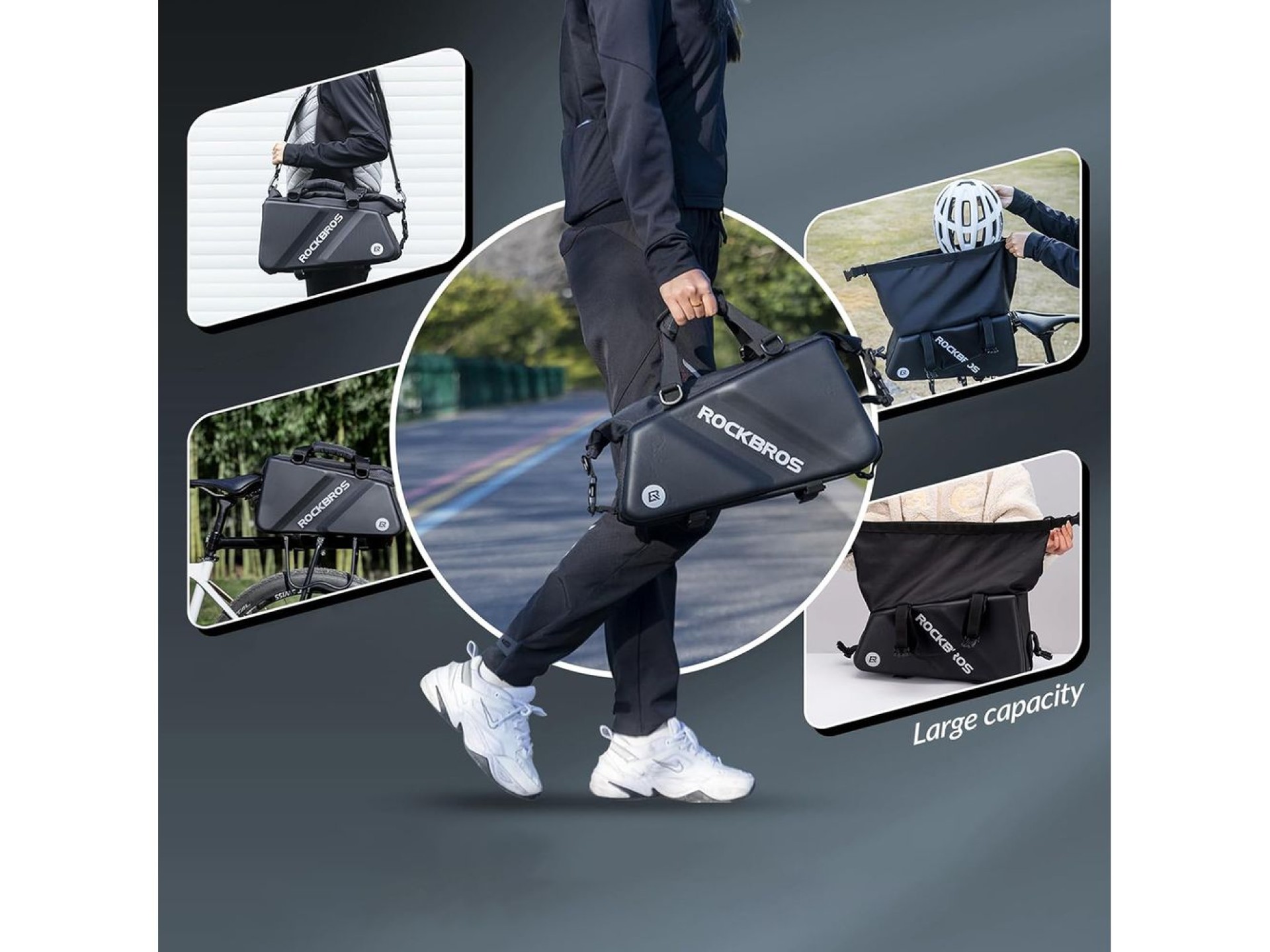 Bolsa para bicicleta Rockbros 30140090001 para porta-malas, 11,6 litros - preta