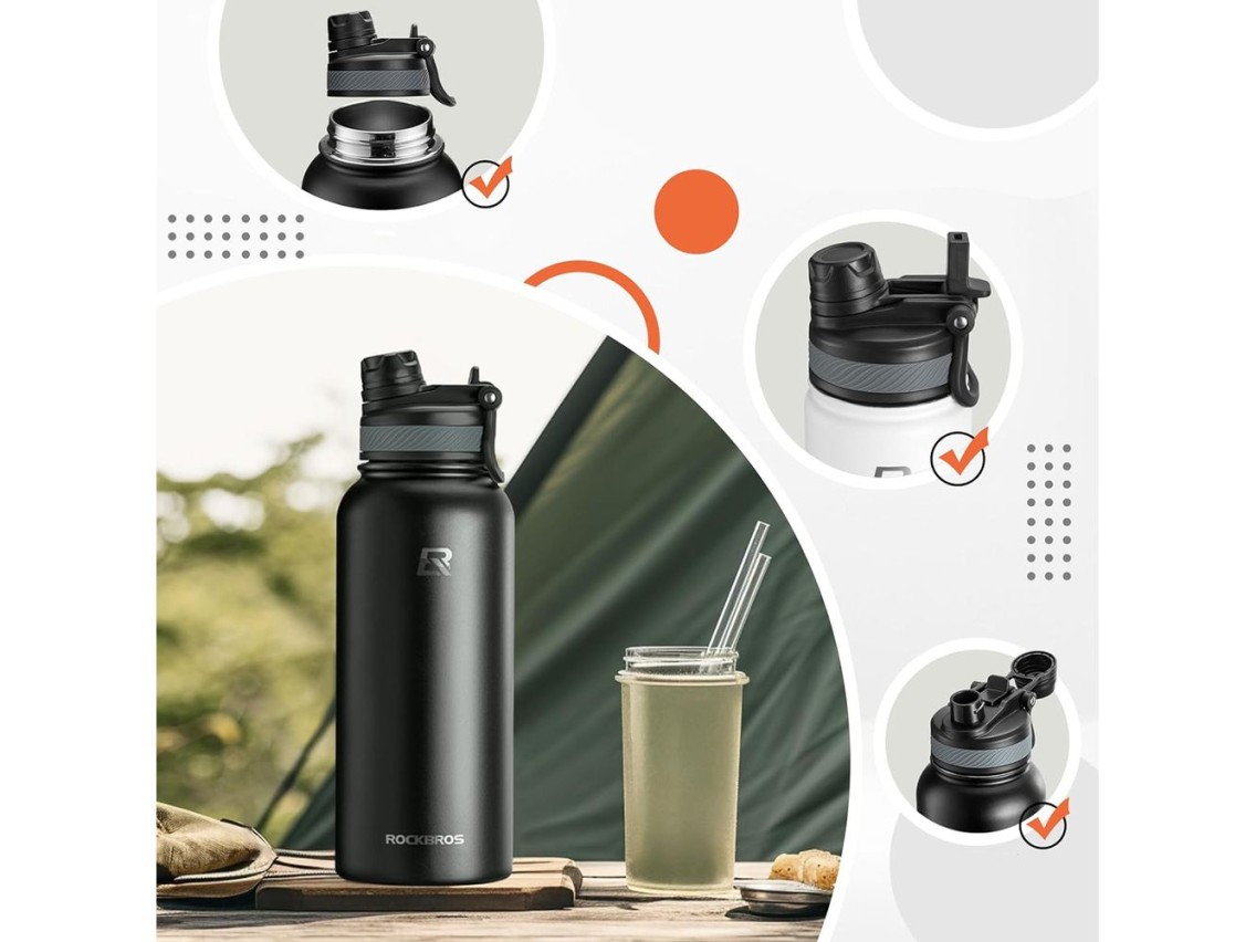 Botella térmica para bicicleta Rockbros 35210029002 para bebidas, 650 ml - negra