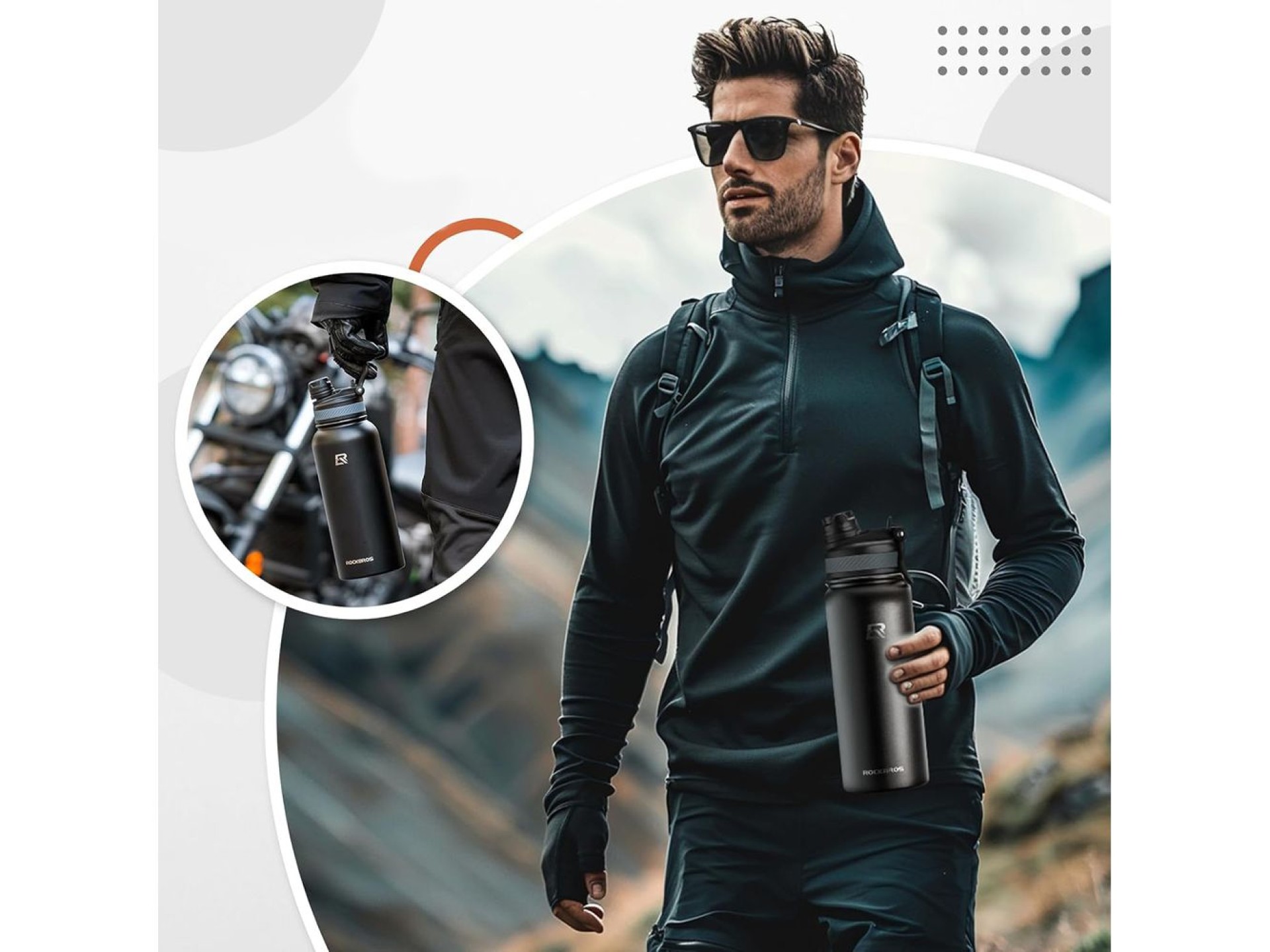 Rockbros 35210029001 thermal bottle for bicycle drinks 550 ml - black