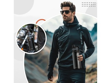 Rockbros 35210029002 thermal bicycle bottle for drinks 650 ml - black Rockbros 35210029002 thermal bicycle bottle for drinks 650 ml - black
