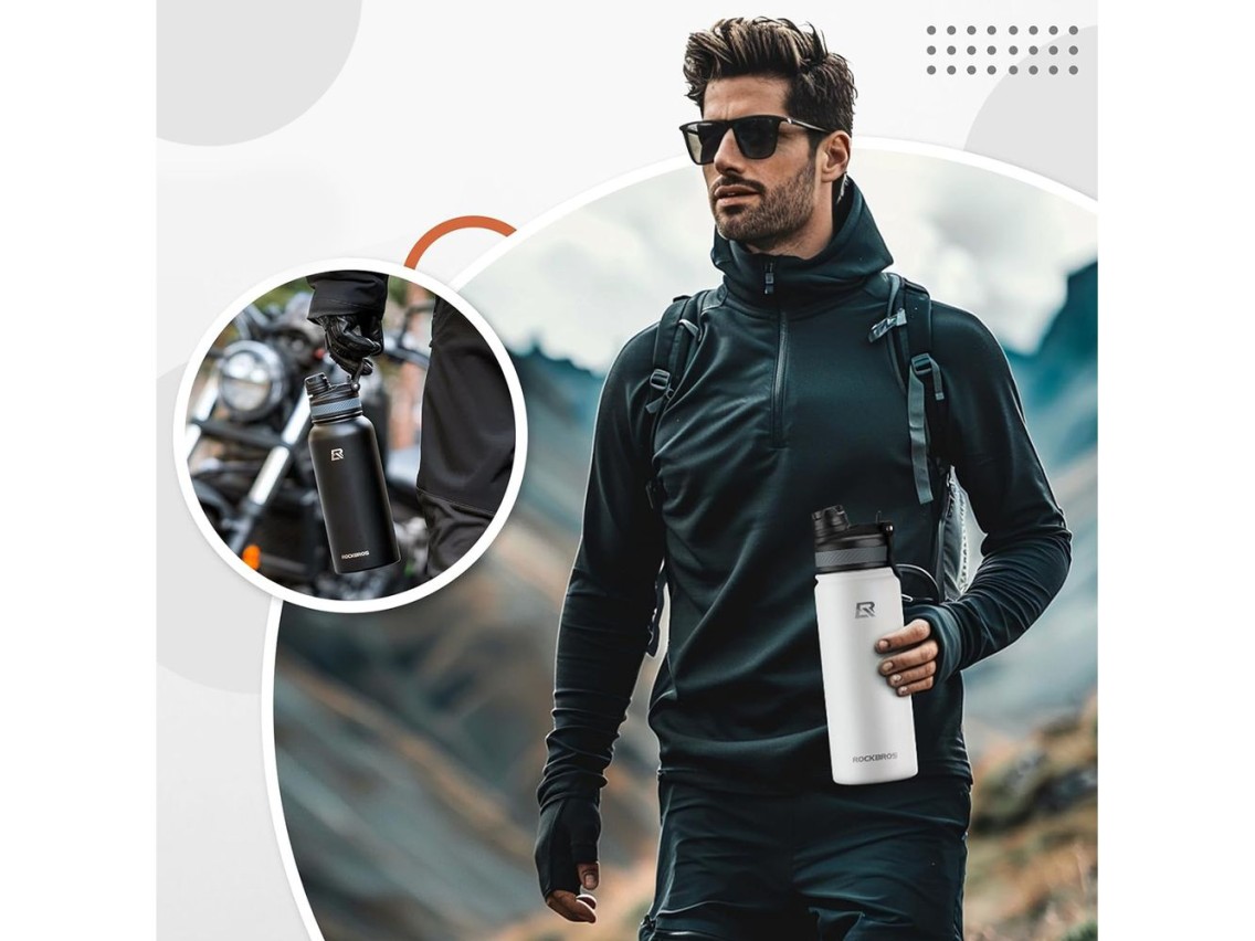 Garrafa térmica para bicicleta Rockbros 35210029005 para bebidas, 550 ml - branca