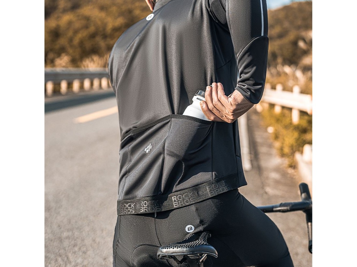 Chaqueta de ciclismo de manga larga Rockbros para otoño/invierno, talla M - Negra