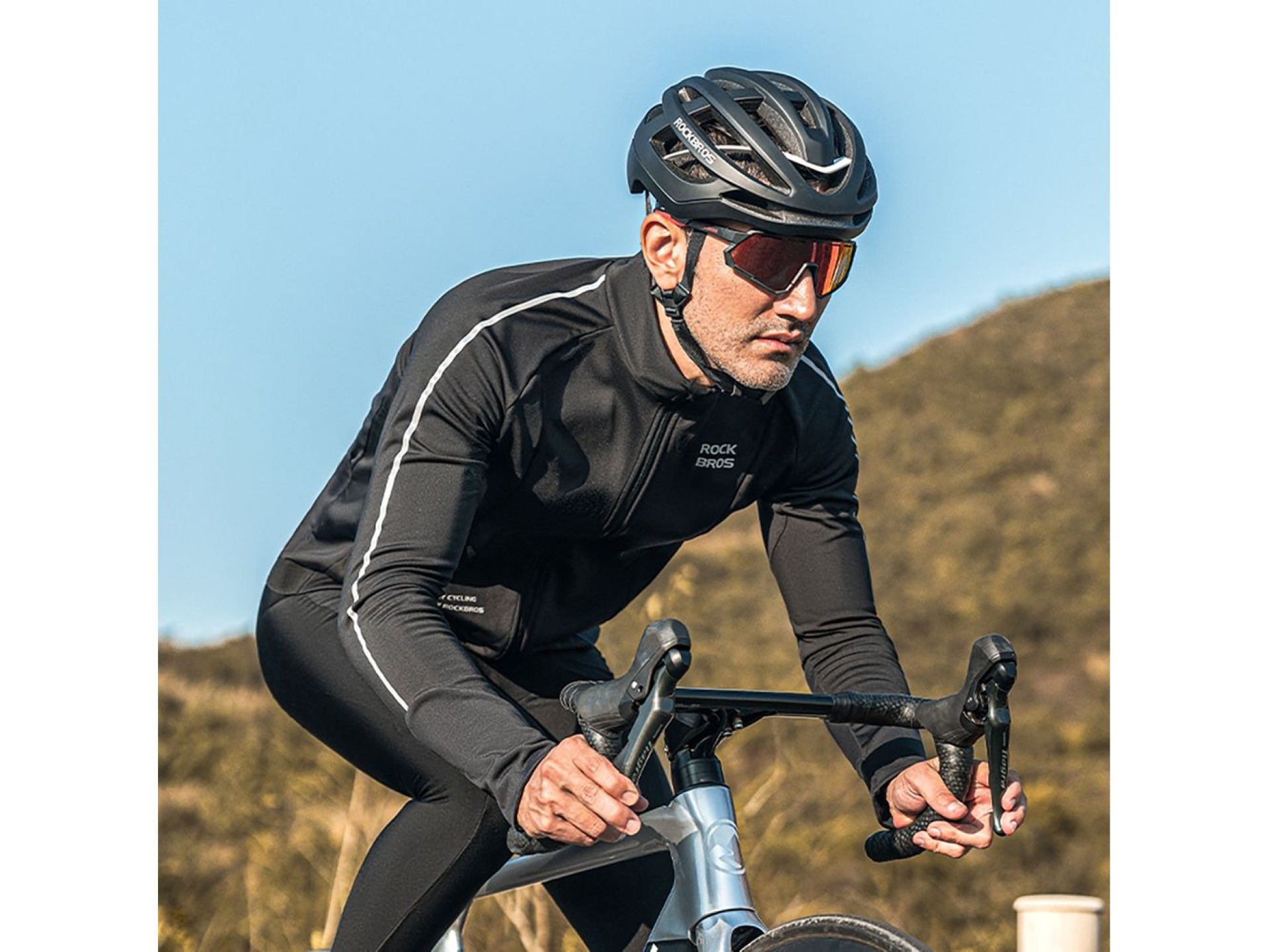 Rockbros Fall/Winter Long Sleeve Cycling Jacket L - Black