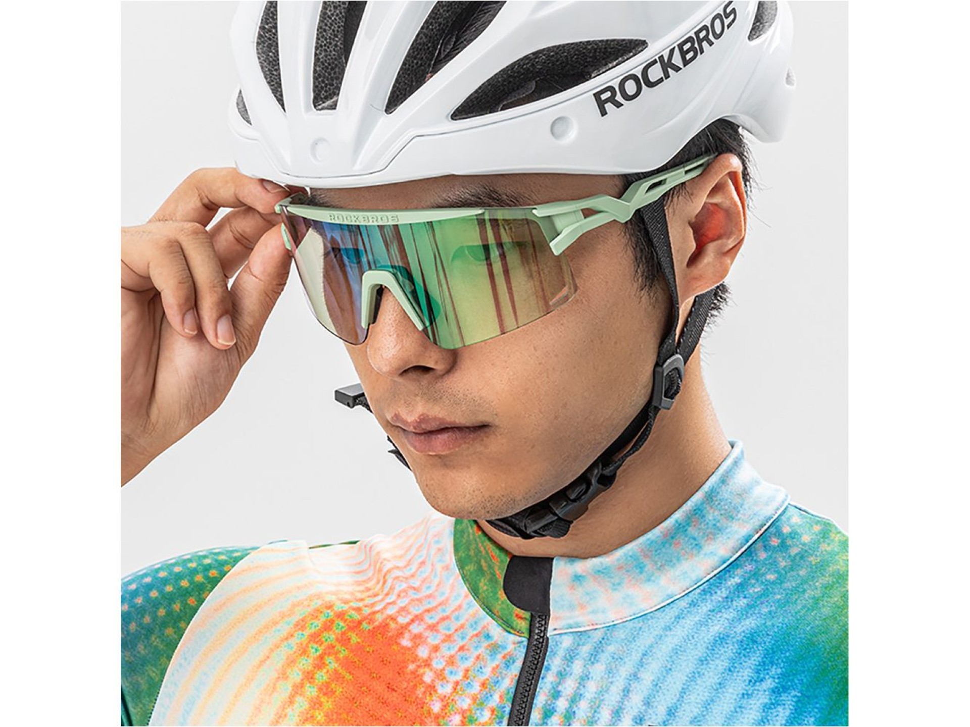 Gafas de ciclismo fotocromáticas Rockbros con protección UV y lente correctora - Verde