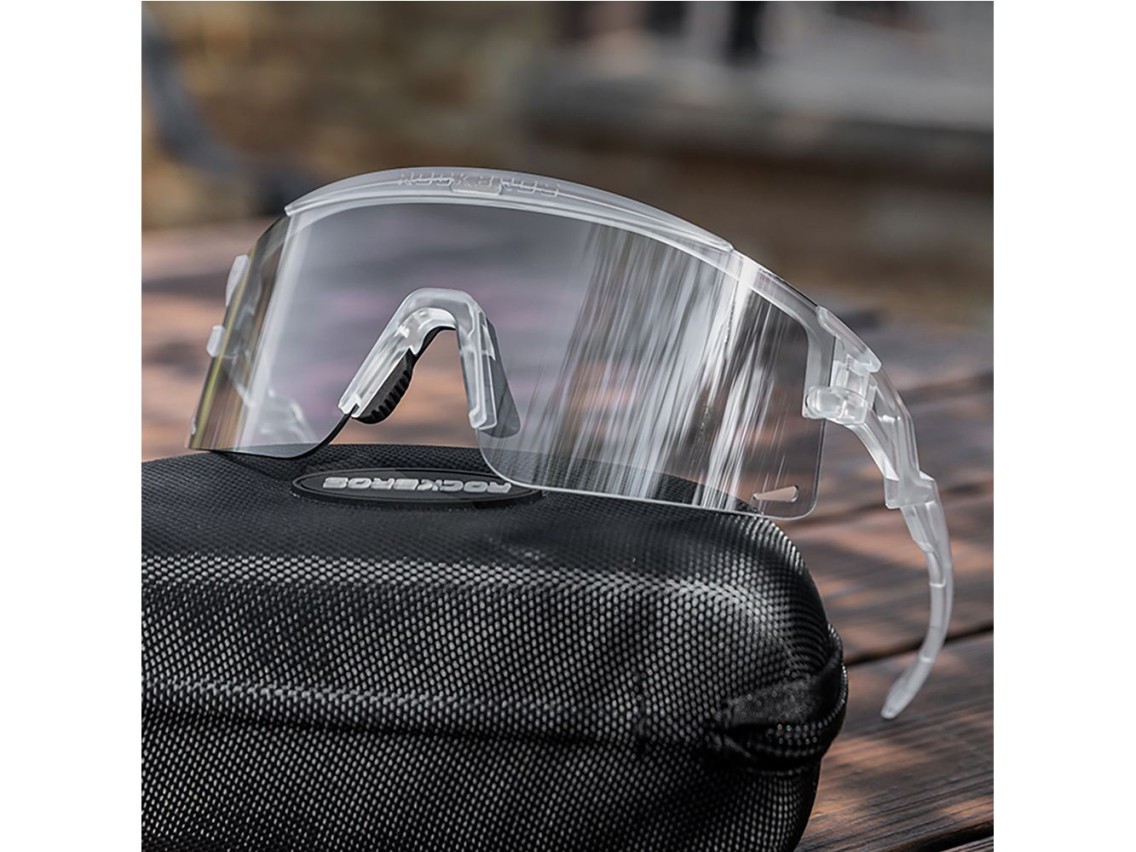 Óculos de ciclismo fotocromáticos Rockbros com proteção UV e lente corretiva - Transparentes