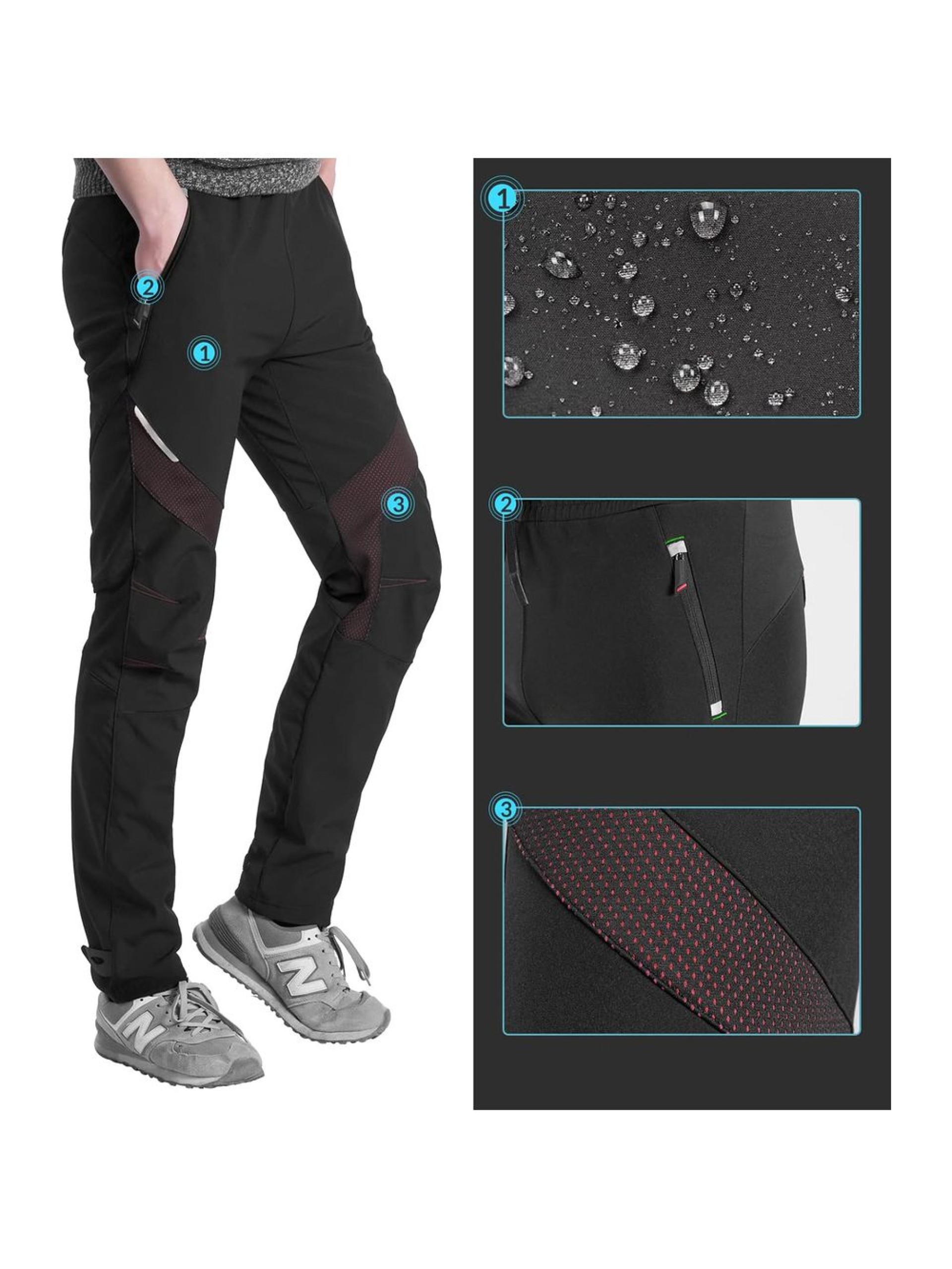 Rockbros Patrol Cycling Windproof Sports Pants Size XL - Black