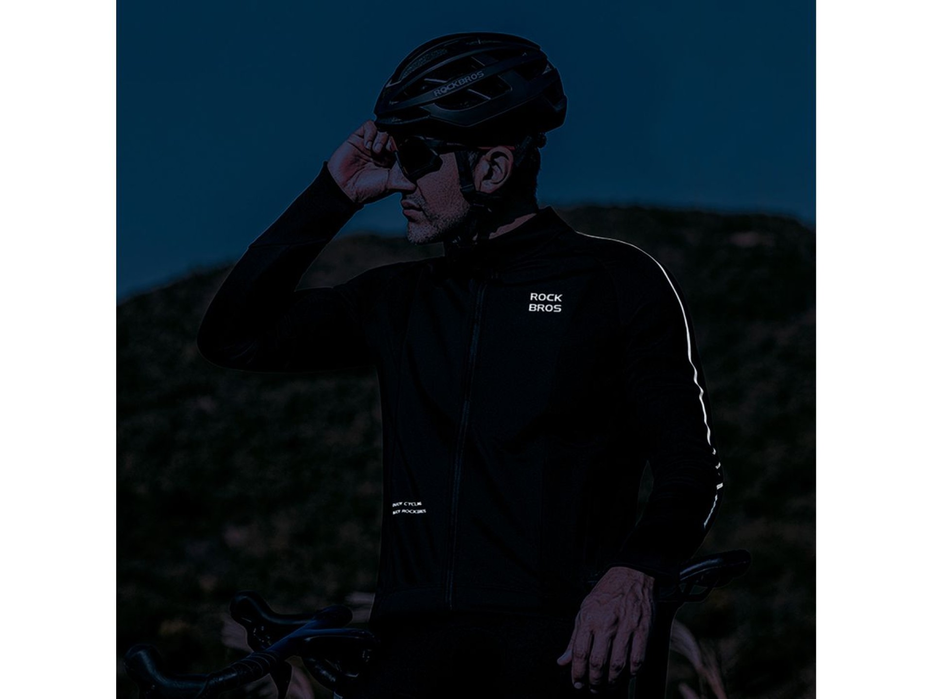 Jaqueta de ciclismo de manga comprida Rockbros Outono/Inverno, tamanho XL - Preta