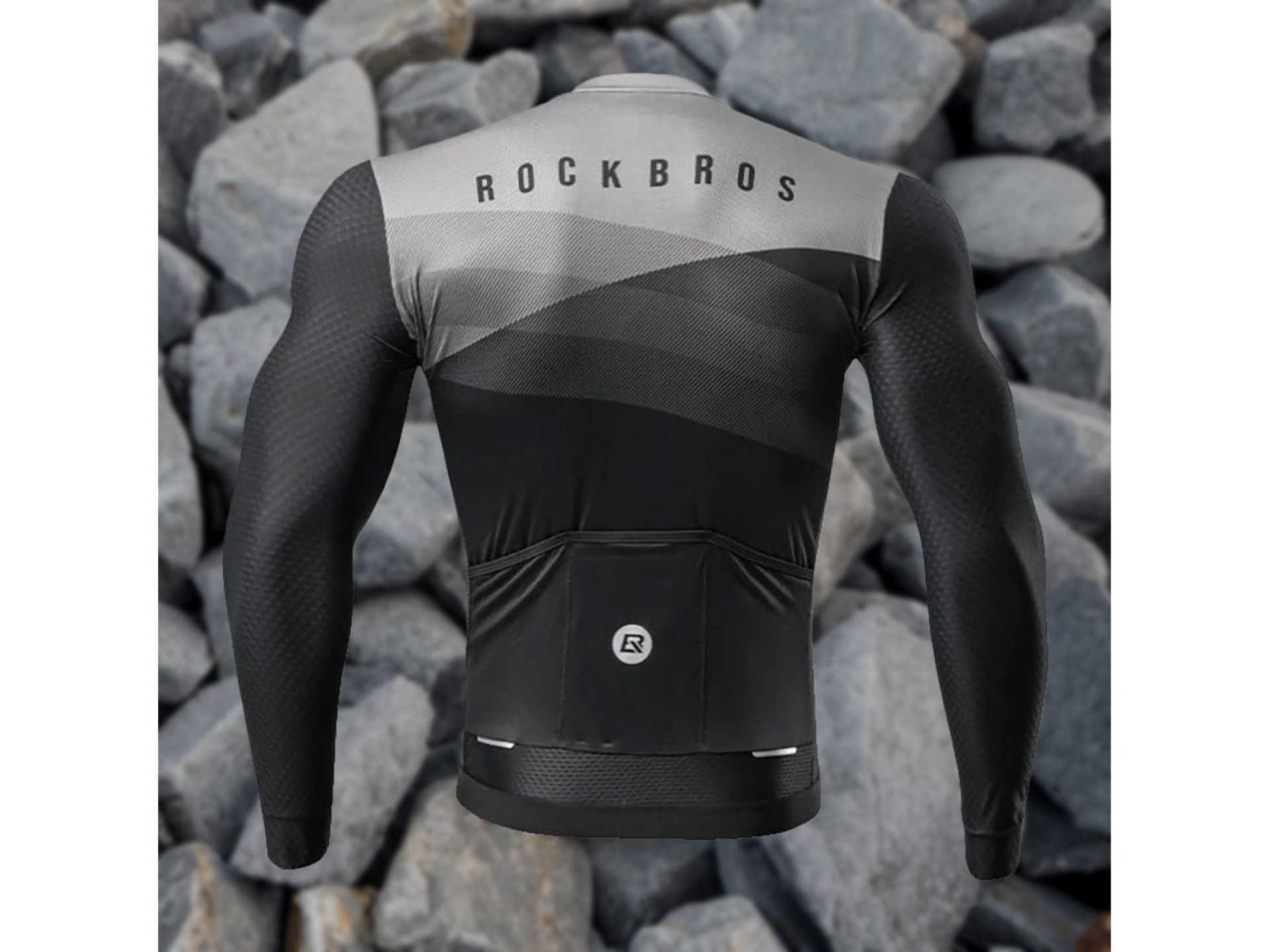 Camisa de ciclismo de manga comprida Rockbros 15120009004, tamanho XL, para primavera/verão - Preta