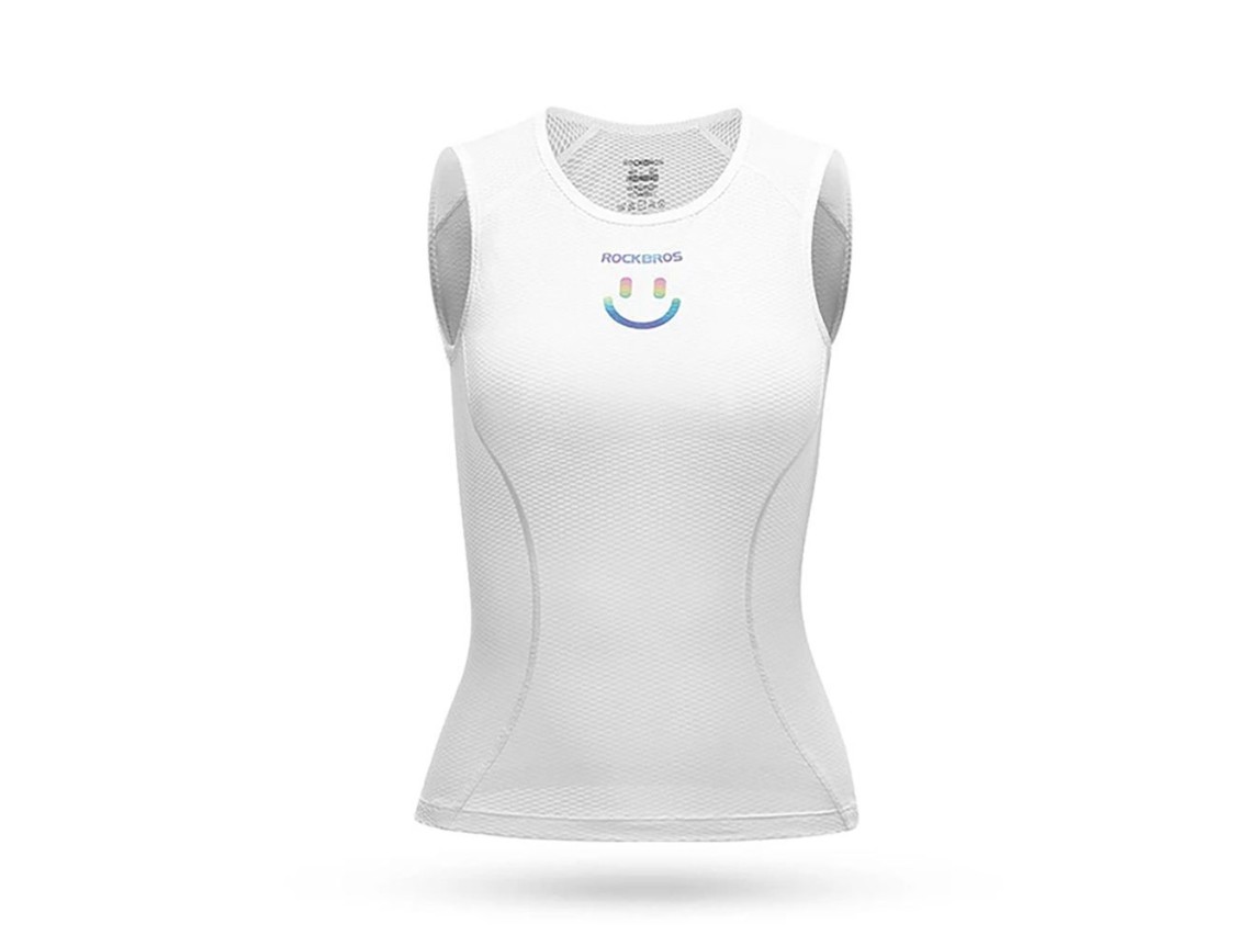 Camisa de ciclismo feminina sem mangas Rockbros YDBX001 de secagem rápida, tamanhos XL/XXL - Branca