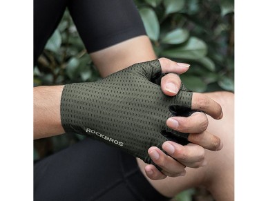 Rockbros Breathable Short Finger Cycling Gloves, Size: L - Green Rockbros Breathable Short Finger Cycling Gloves, Size: L - Green