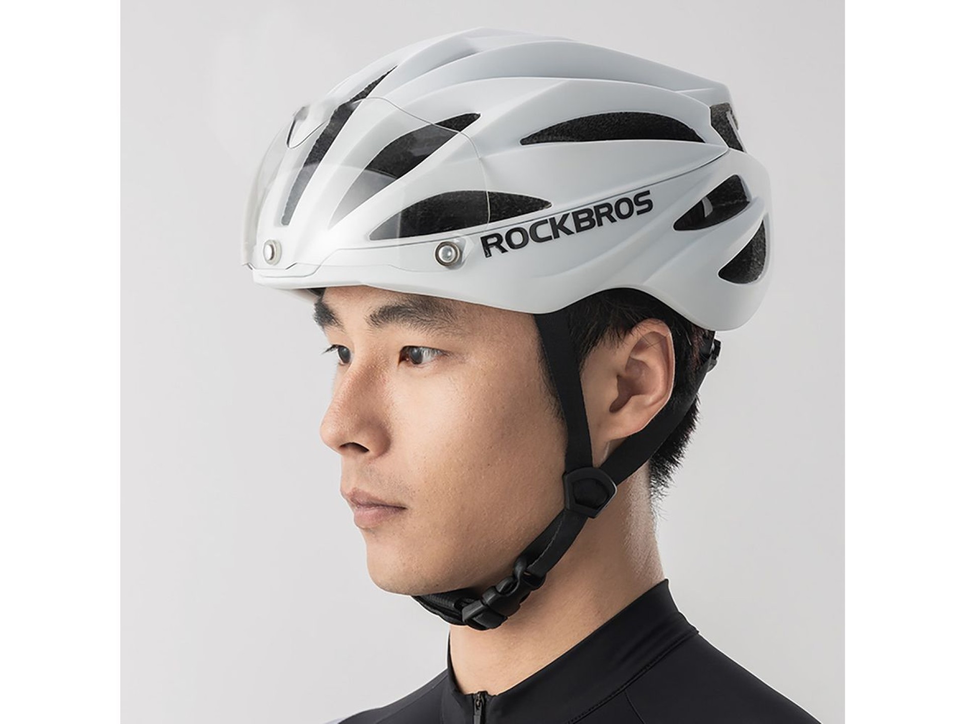 Casco de bicicleta Rockbros con visera, gafas protectoras UV desmontables, unisex - Marrón