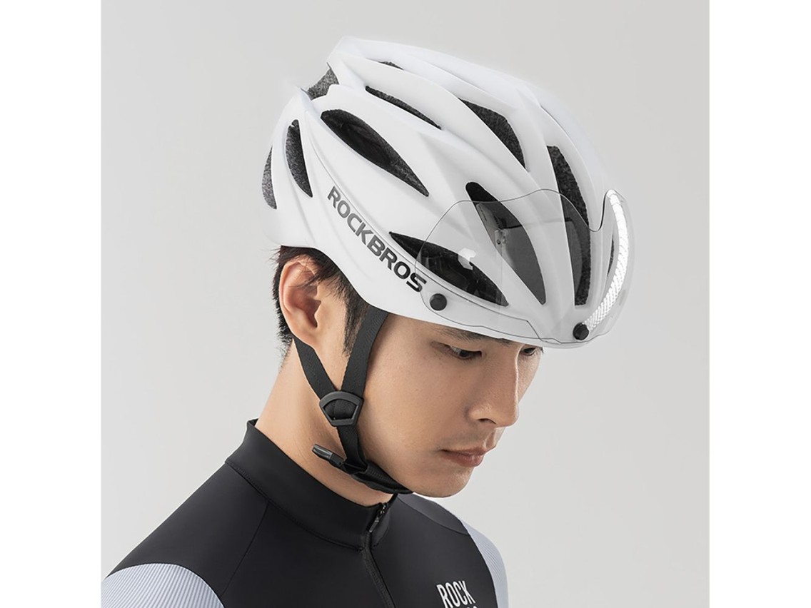 Casco de bicicleta Rockbros con visera, gafas protectoras UV desmontables, unisex - Marr�n