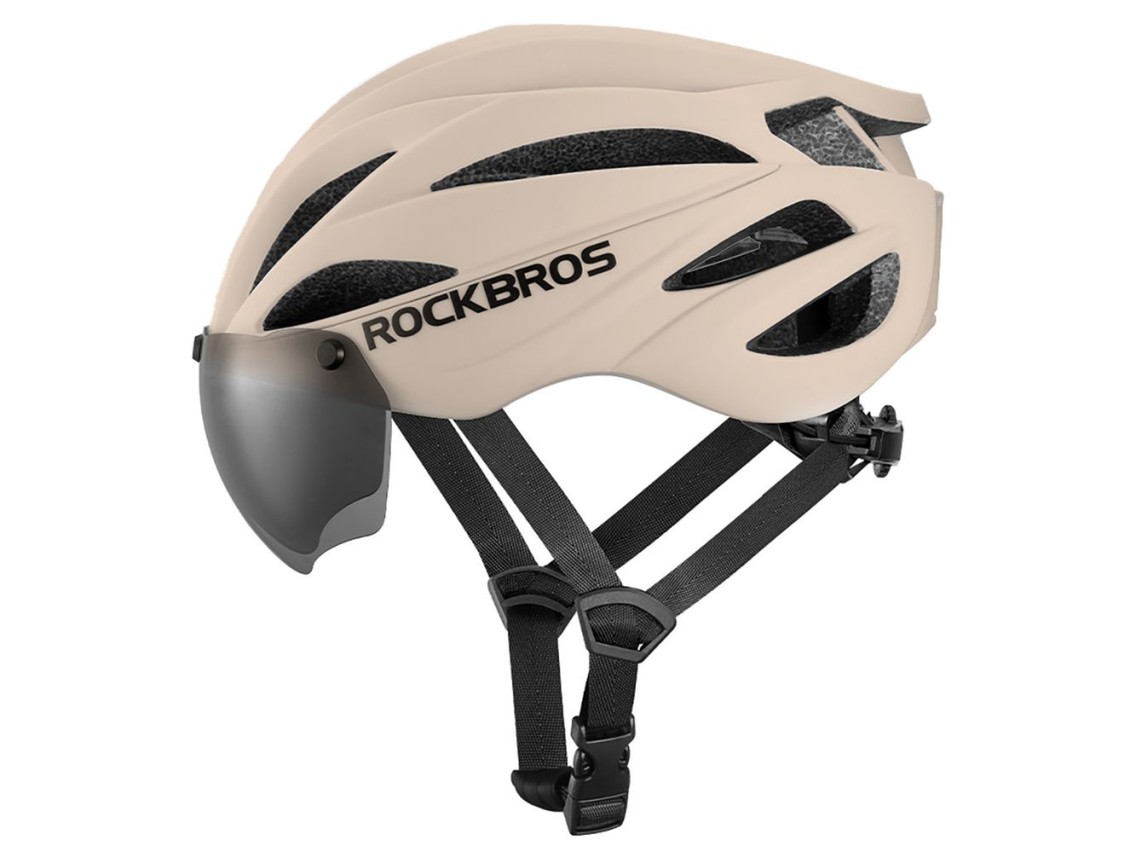 Casco de bicicleta Rockbros con visera, gafas protectoras UV desmontables, unisex - Marr�n
