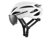 Rockbros Bike Helmet with Visor, Detachable UV Protective Goggles, Unisex, Matte - White Rockbros Bike Helmet with Visor, Detachable UV Protective Goggles, Unisex, Matte - White