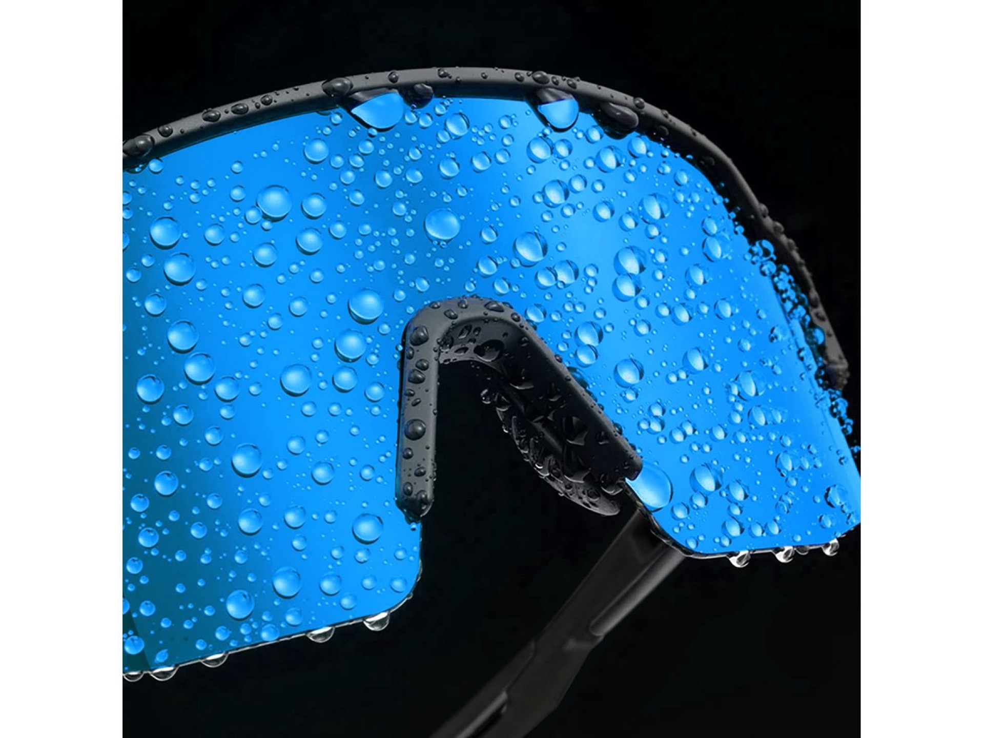 Óculos de ciclismo polarizados Rockbros com proteção UV e lentes corretivas azuis - Preto