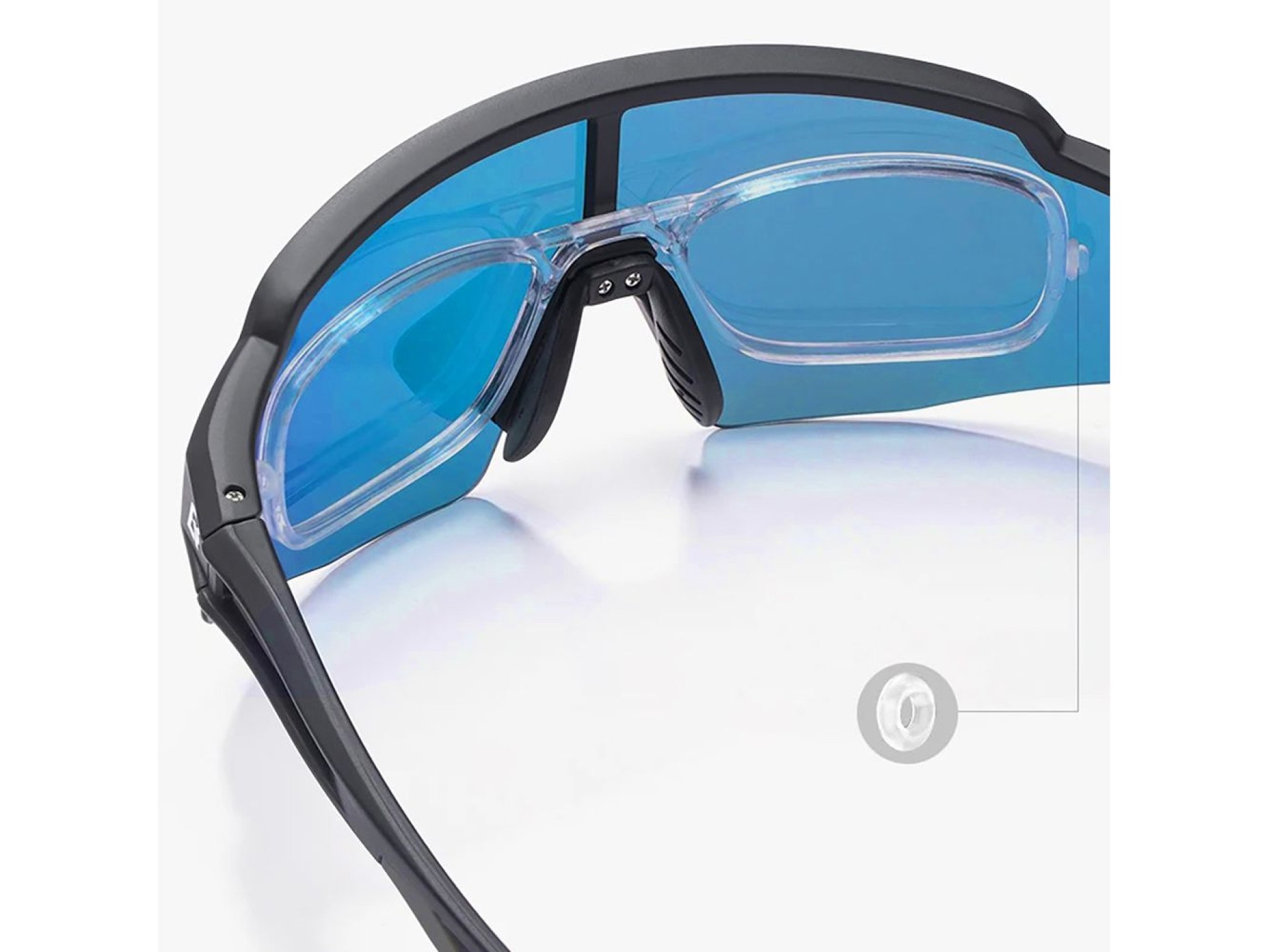 Óculos de ciclismo polarizados Rockbros com proteção UV e lentes corretivas azuis - Preto