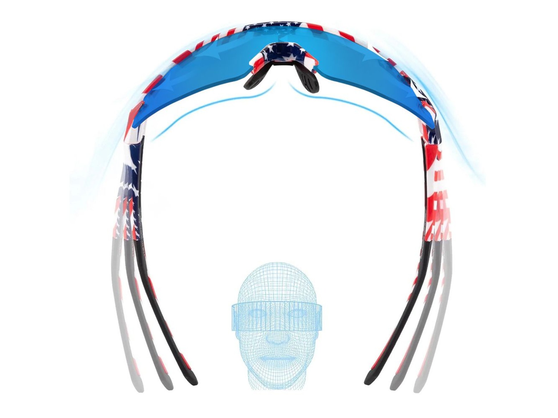 Rockbros Polarized Cycling Glasses with UV Protection and Corrective Insert Blue Lenses - USA Patter