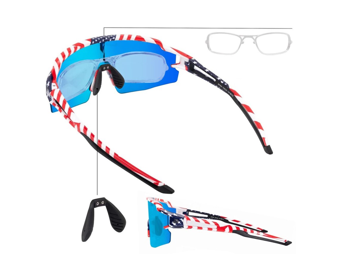 Rockbros Polarized Cycling Glasses with UV Protection and Corrective Insert Blue Lenses - USA Patter
