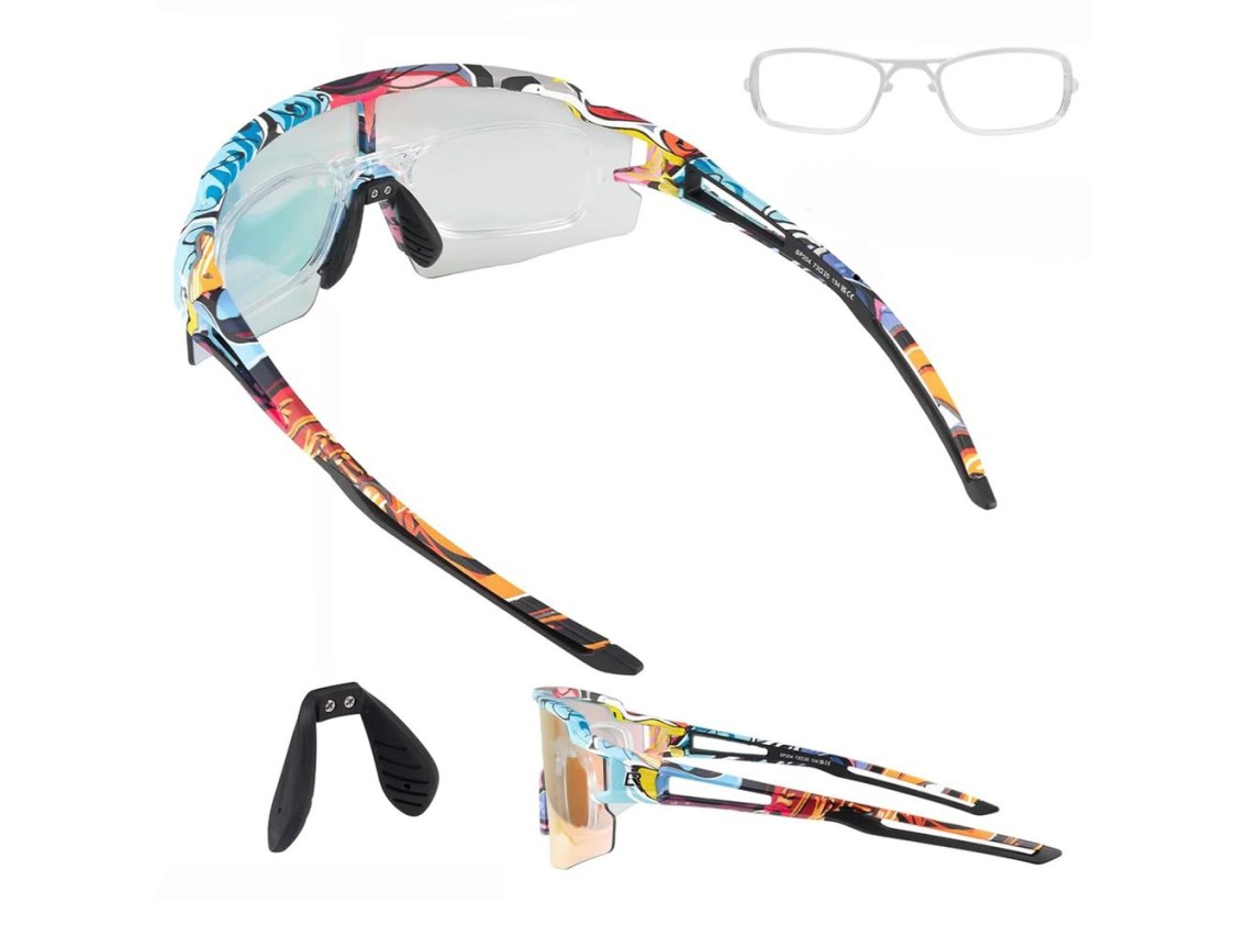Rockbros Photochromic Cycling Glasses with UV Protection and Corrective Insert - Multicolor