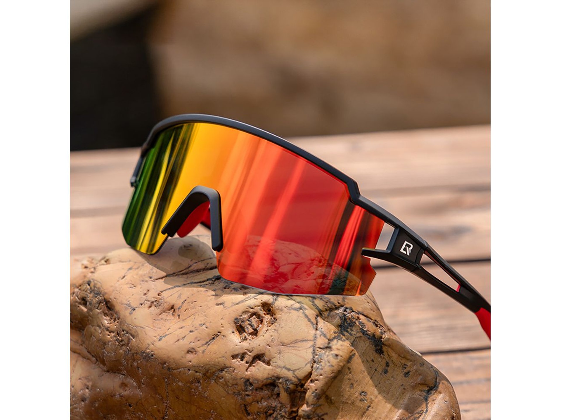 Óculos de ciclismo infantis Rockbros, polarizados, com proteção UV, pretos.