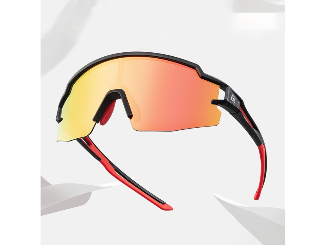 Óculos de ciclismo infantis Rockbros, polarizados, com proteção UV, pretos.