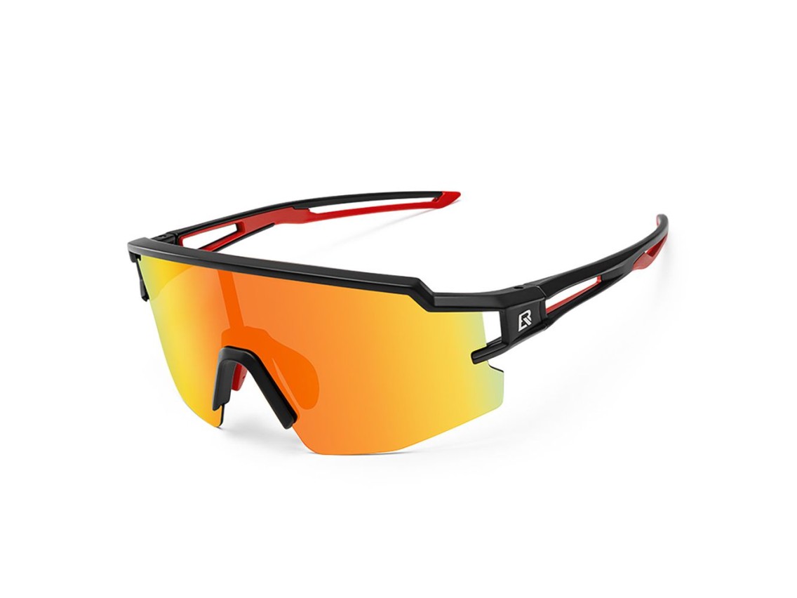 Óculos de ciclismo infantis Rockbros, polarizados, com proteção UV, pretos.