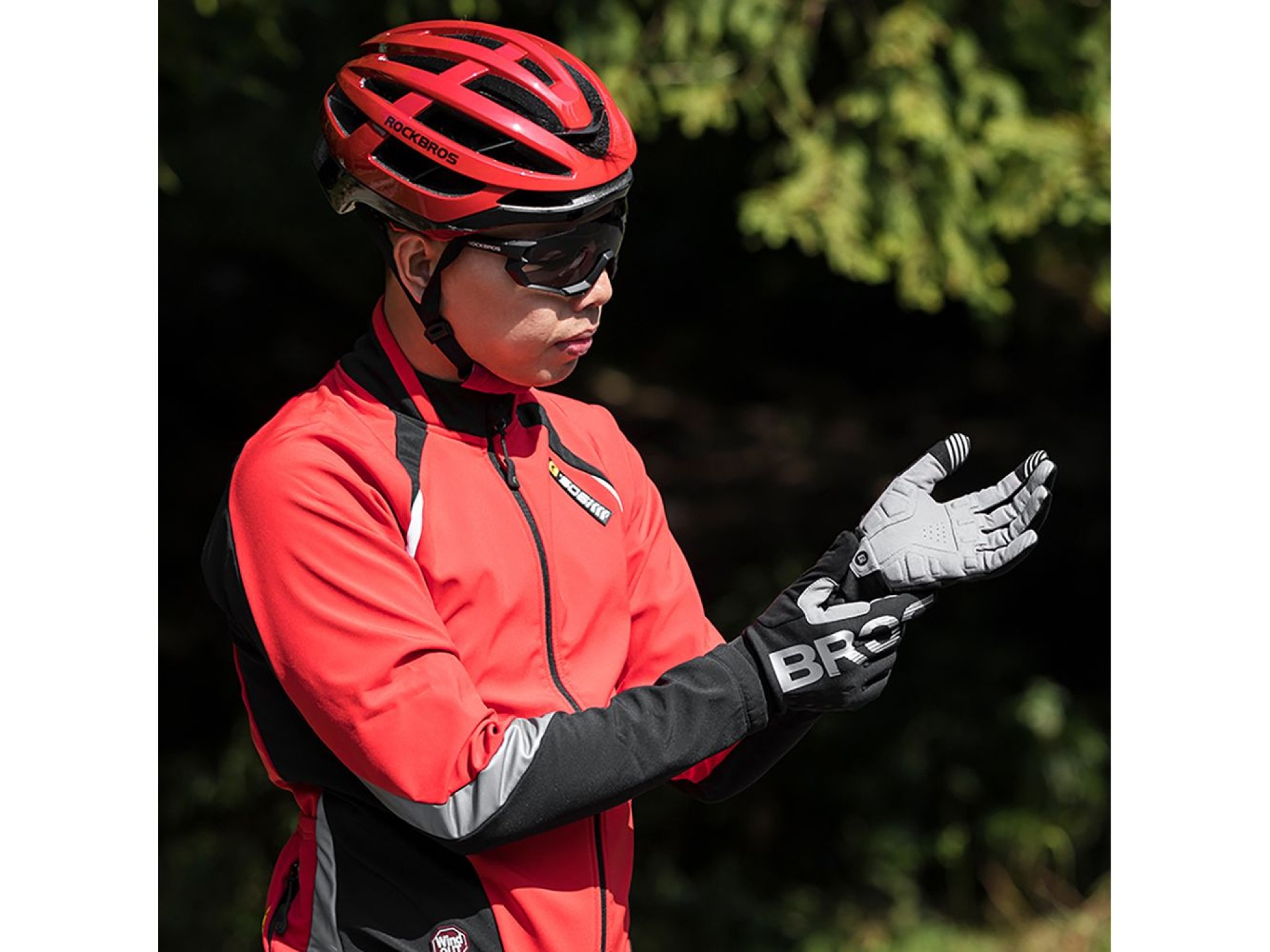 Guantes de ciclismo Rockbros, aislantes, largos, talla XL - negro y gris