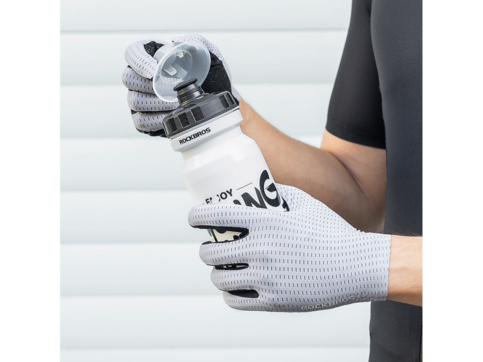 Rockbros Breathable Full Finger Cycling Gloves, Size: XXL - Gray