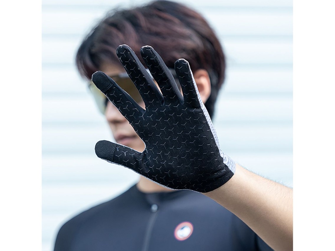 Luvas de ciclismo Rockbros respiráveis ??com dedos inteiros, tamanho M - cinza