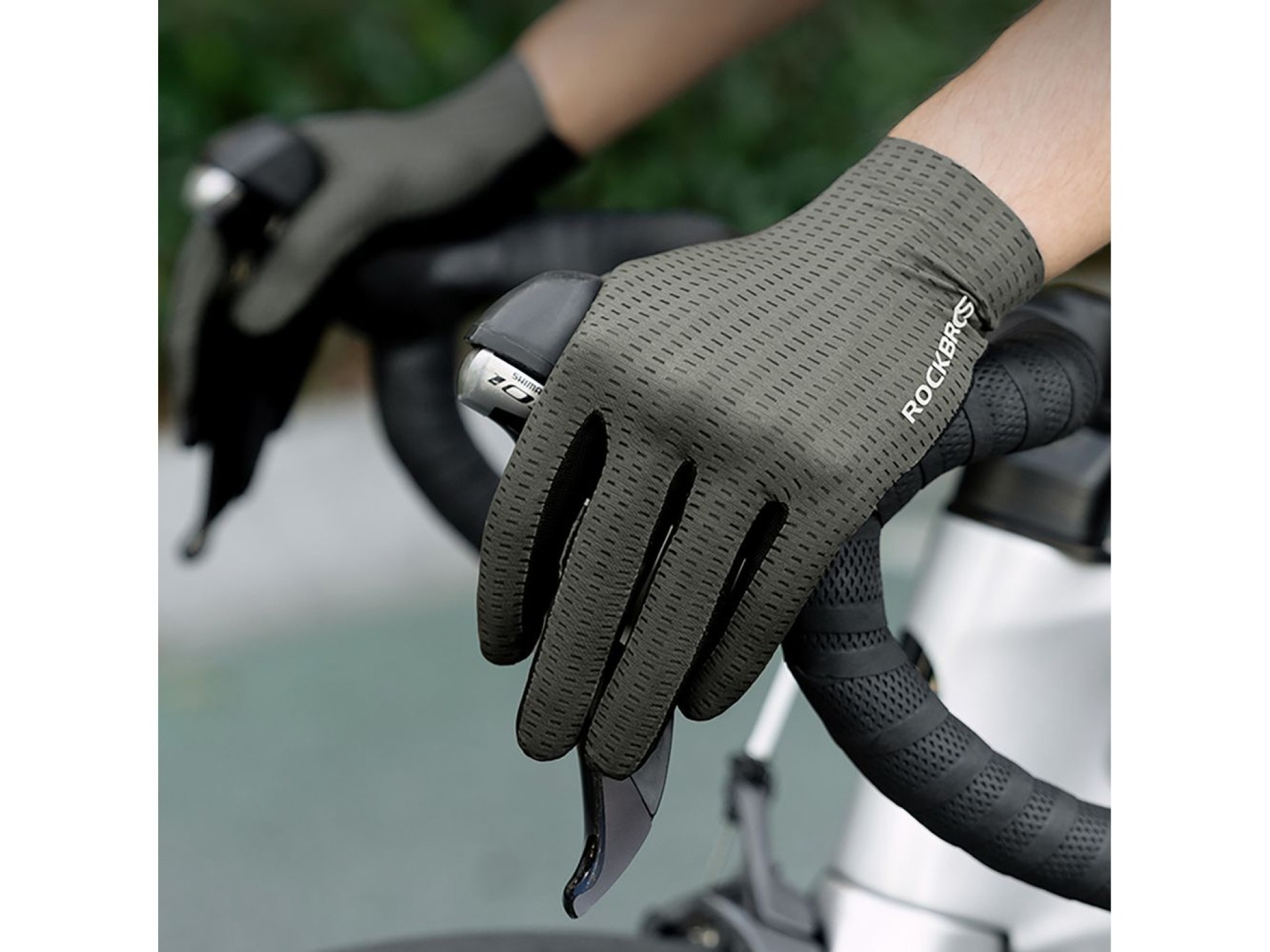 Rockbros Breathable Full Finger Cycling Gloves, Size: S - Green