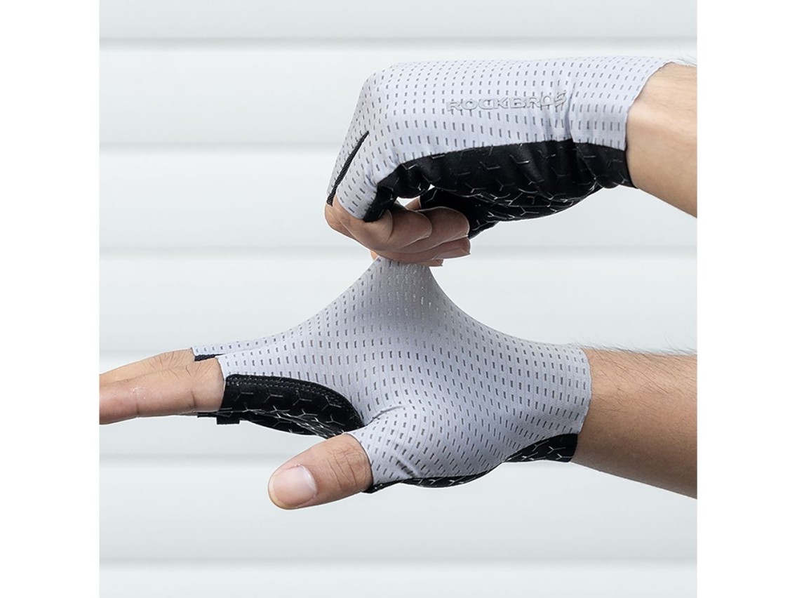 Rockbros Breathable Short Finger Cycling Gloves, Size: XXL - Gray