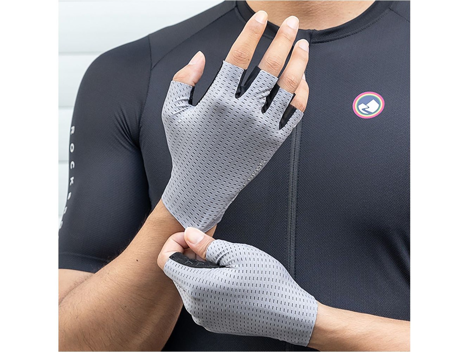 Rockbros Breathable Short Finger Cycling Gloves, Size: XXL - Gray