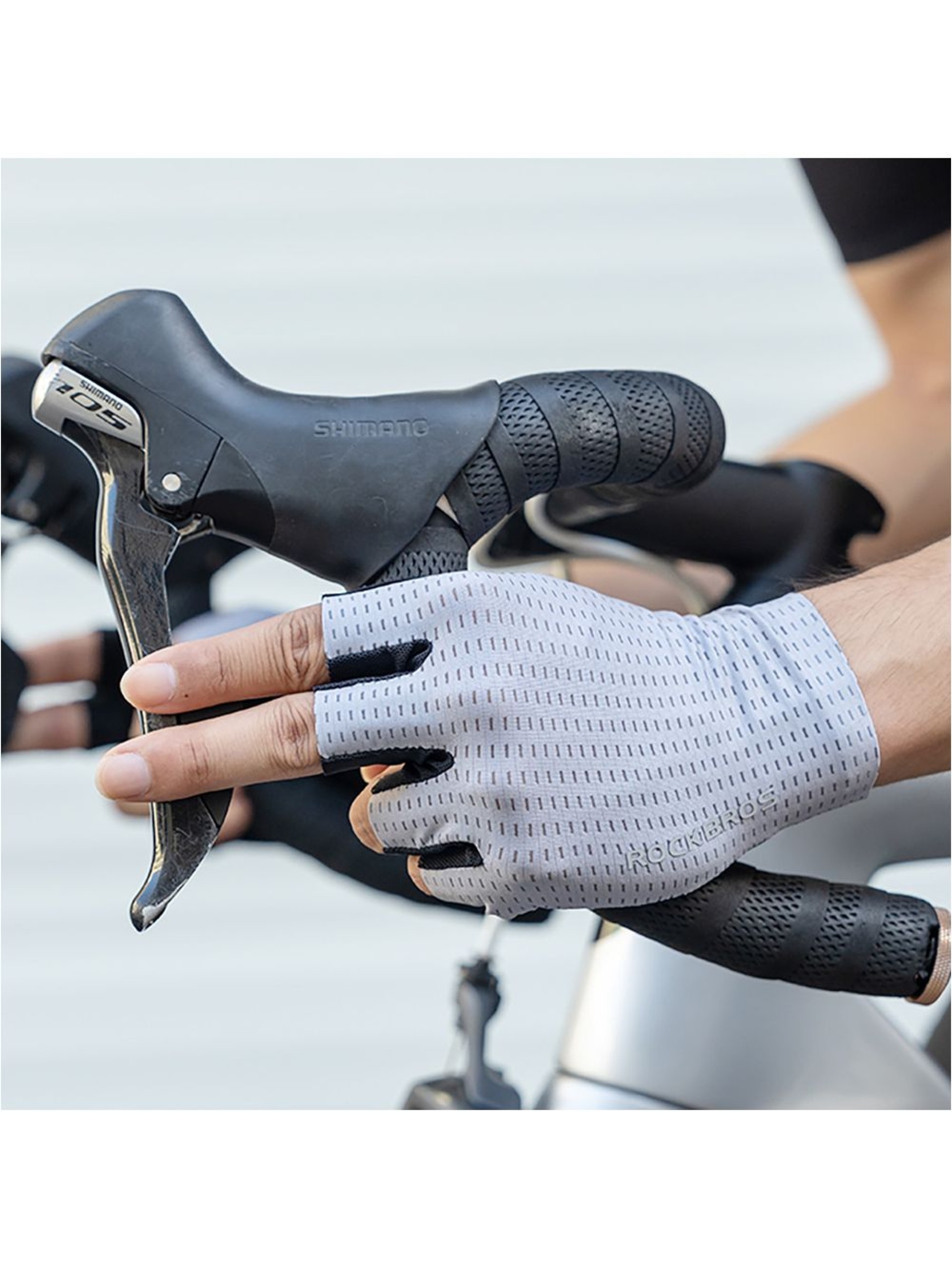 Guantes de ciclismo Rockbros transpirables de dedos cortos, talla XL - Gris