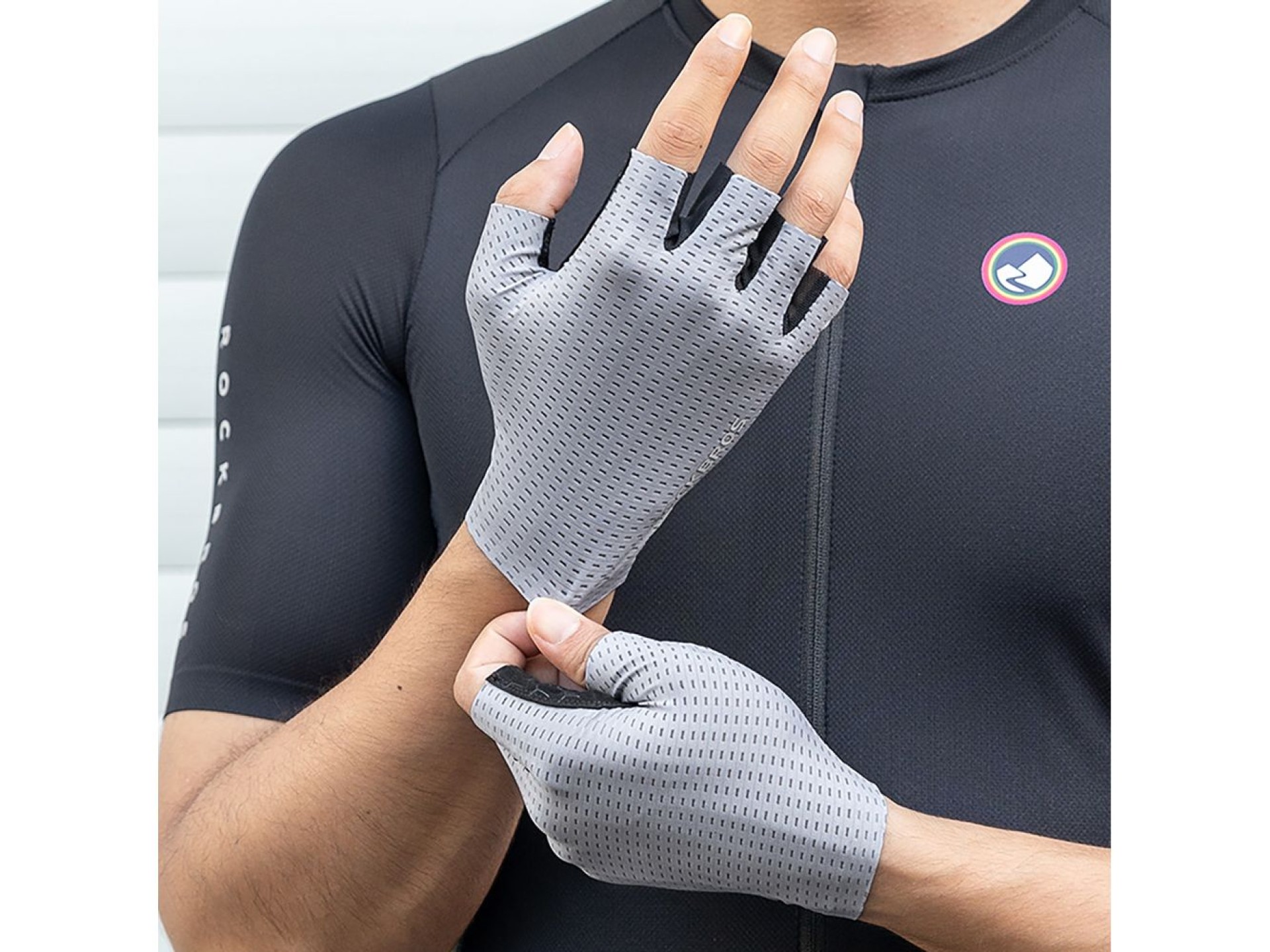 Guantes de ciclismo Rockbros transpirables de dedos cortos, talla XL - Gris